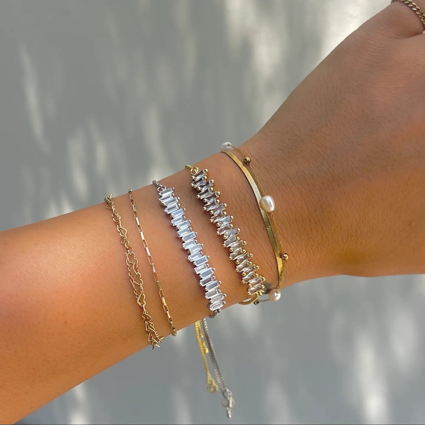 Diamond Bar Slider Bracelets: Silver
