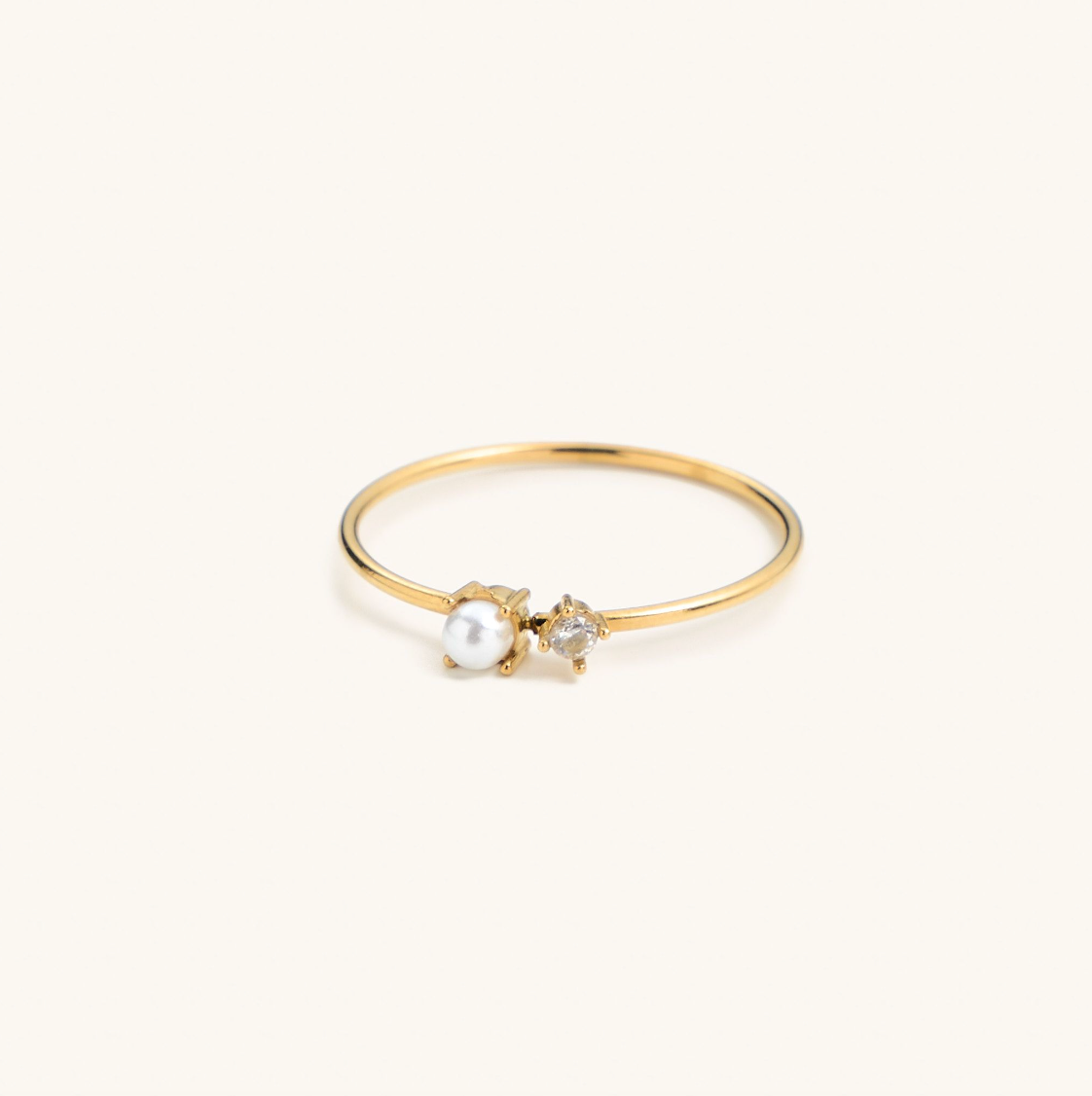 Pearl & Crystal Ring, Size 8