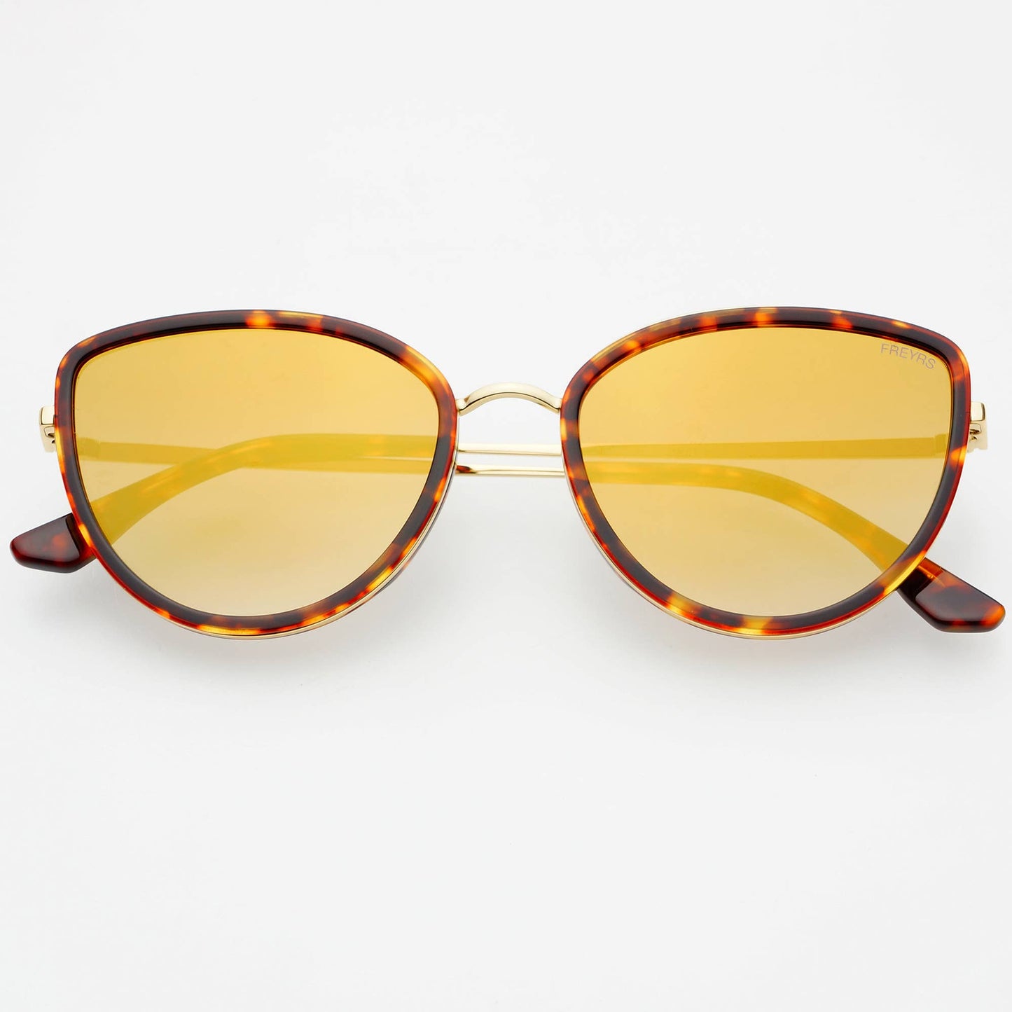 Luna Acetate Cat Eye Sunglasses, Tortoise/Gold Mirror