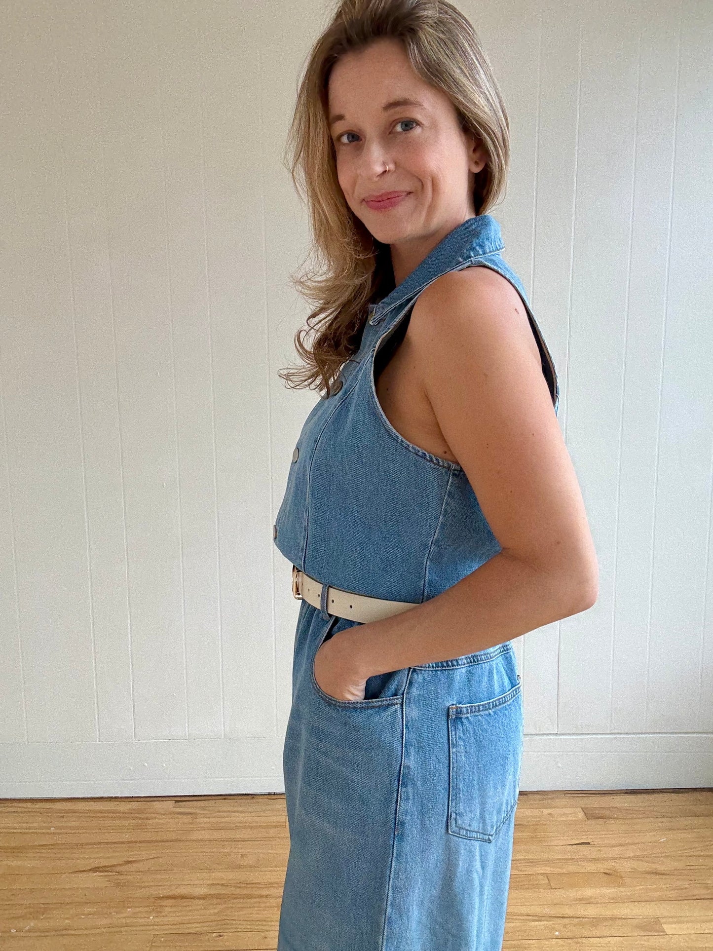 Iris Wide Leg Denim Jumpsuit