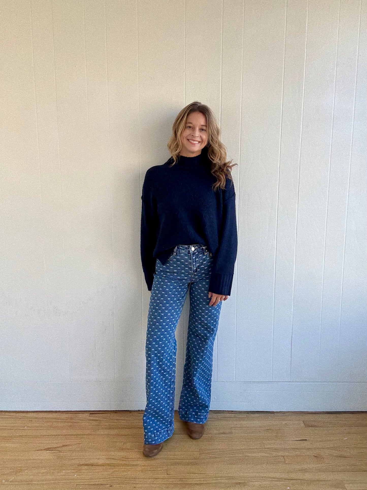 Jordan Mock Neck Sweater (Navy)