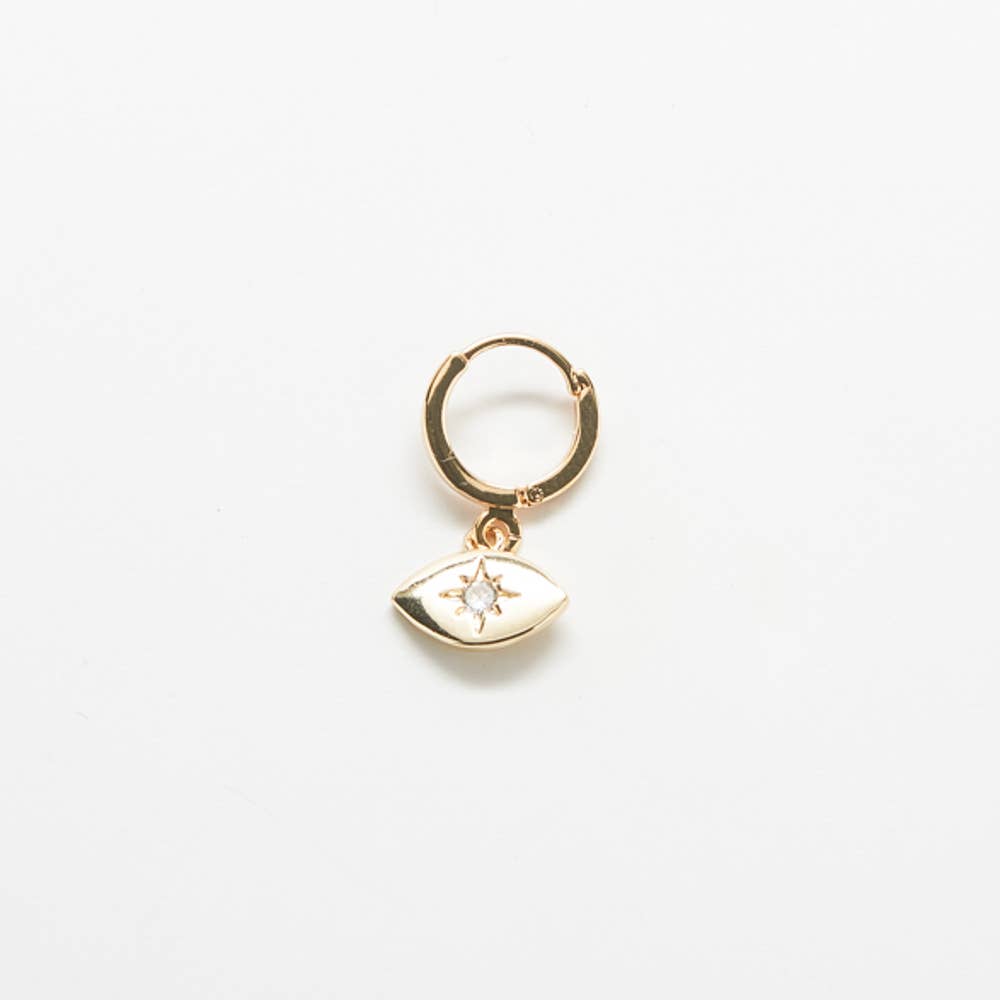 CZ Gold Eye Huggie Earrings