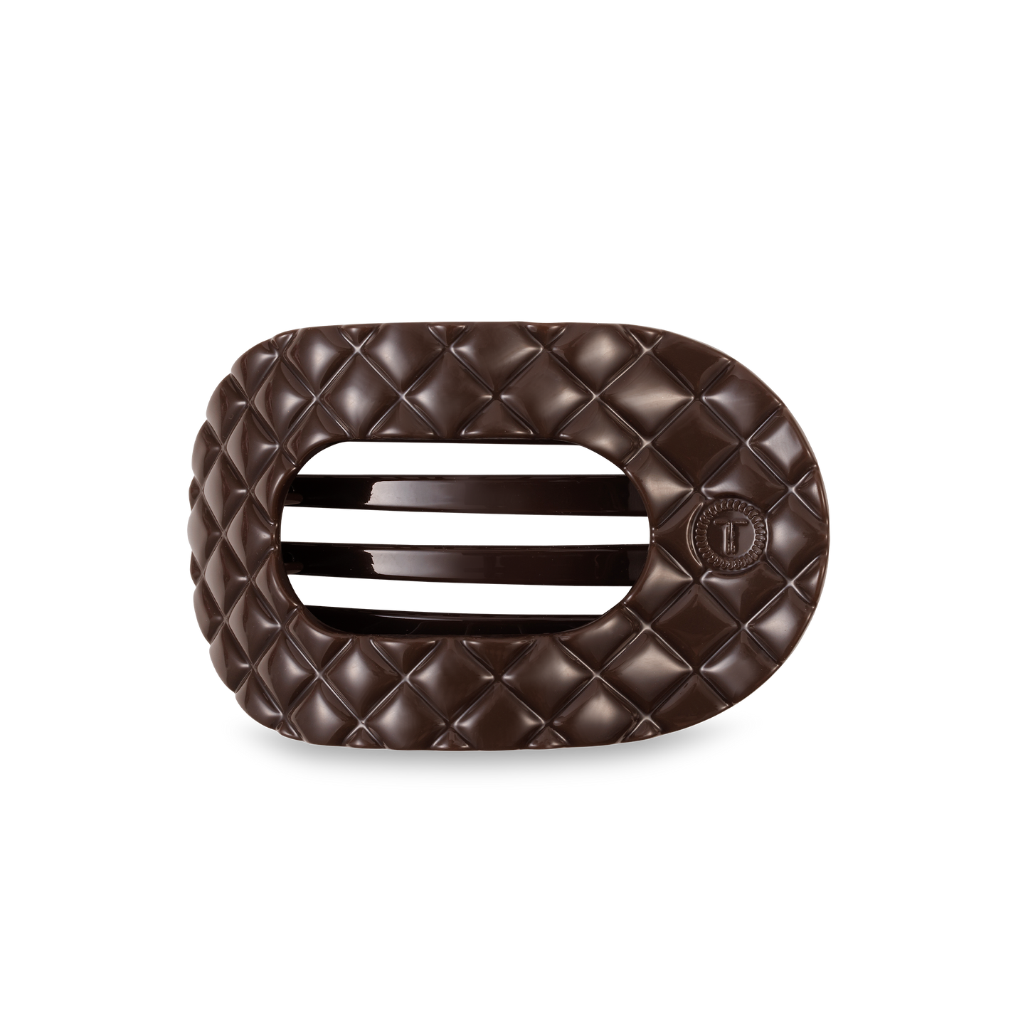 Flat Round Hair Clip | Truly Taupe Quilted |Medium