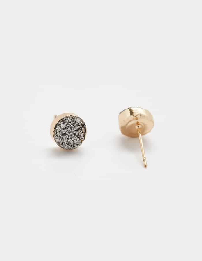 Silver Druzy Stud Earrings