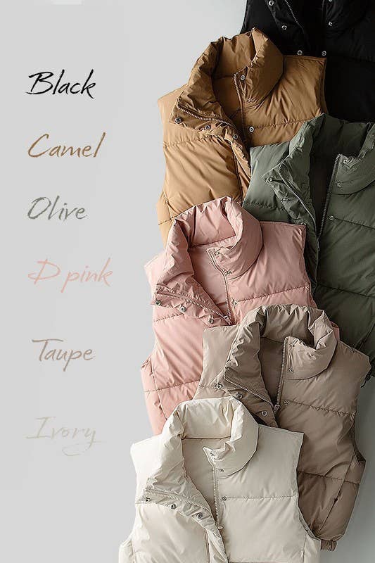 Essential Puffer Down Vest (Taupe)
