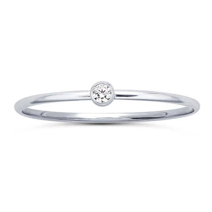 Sterling Silver Stackable Ring- Clear Crystal: 6