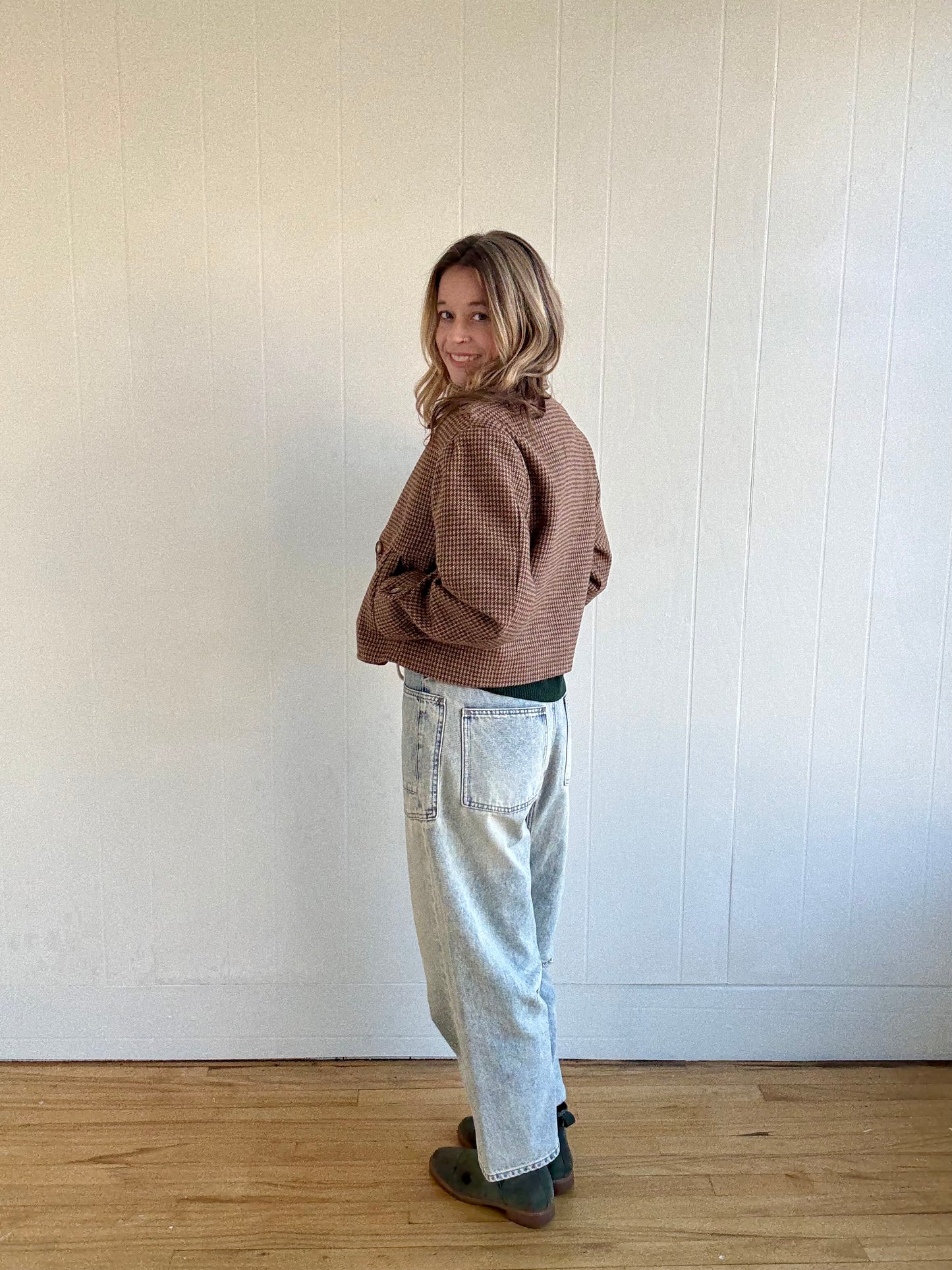 Houndstooth Cropped Jacket