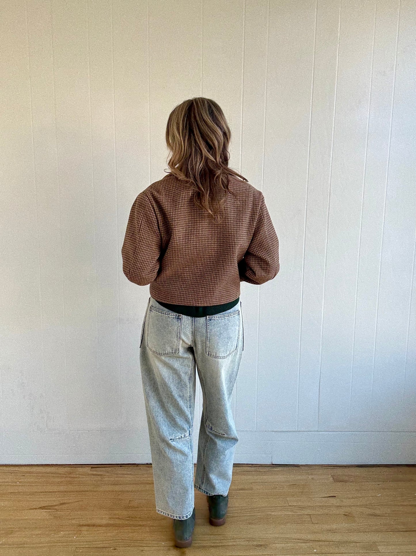 Houndstooth Cropped Jacket