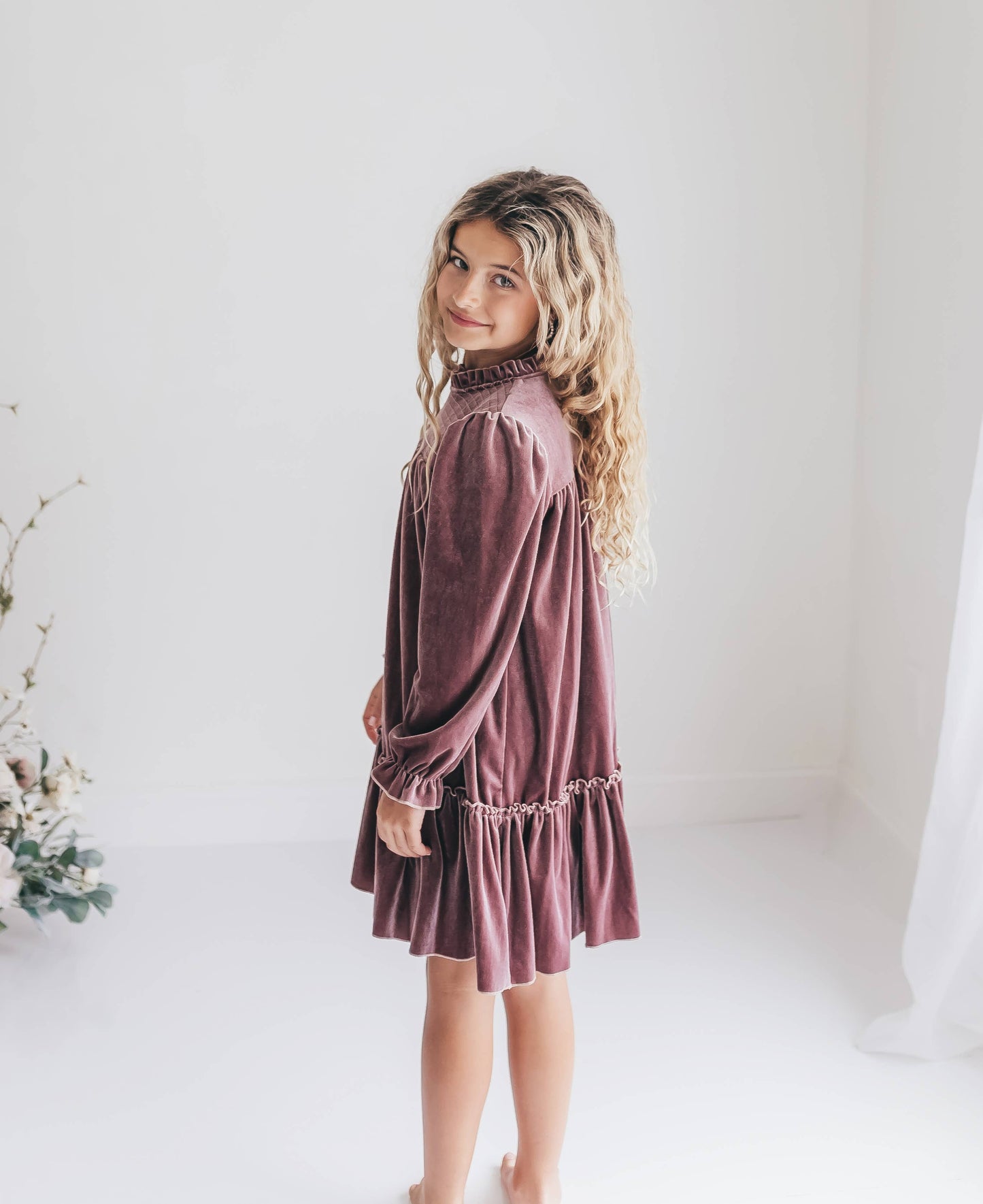Dusty Rose Velvet Dress (Kids)