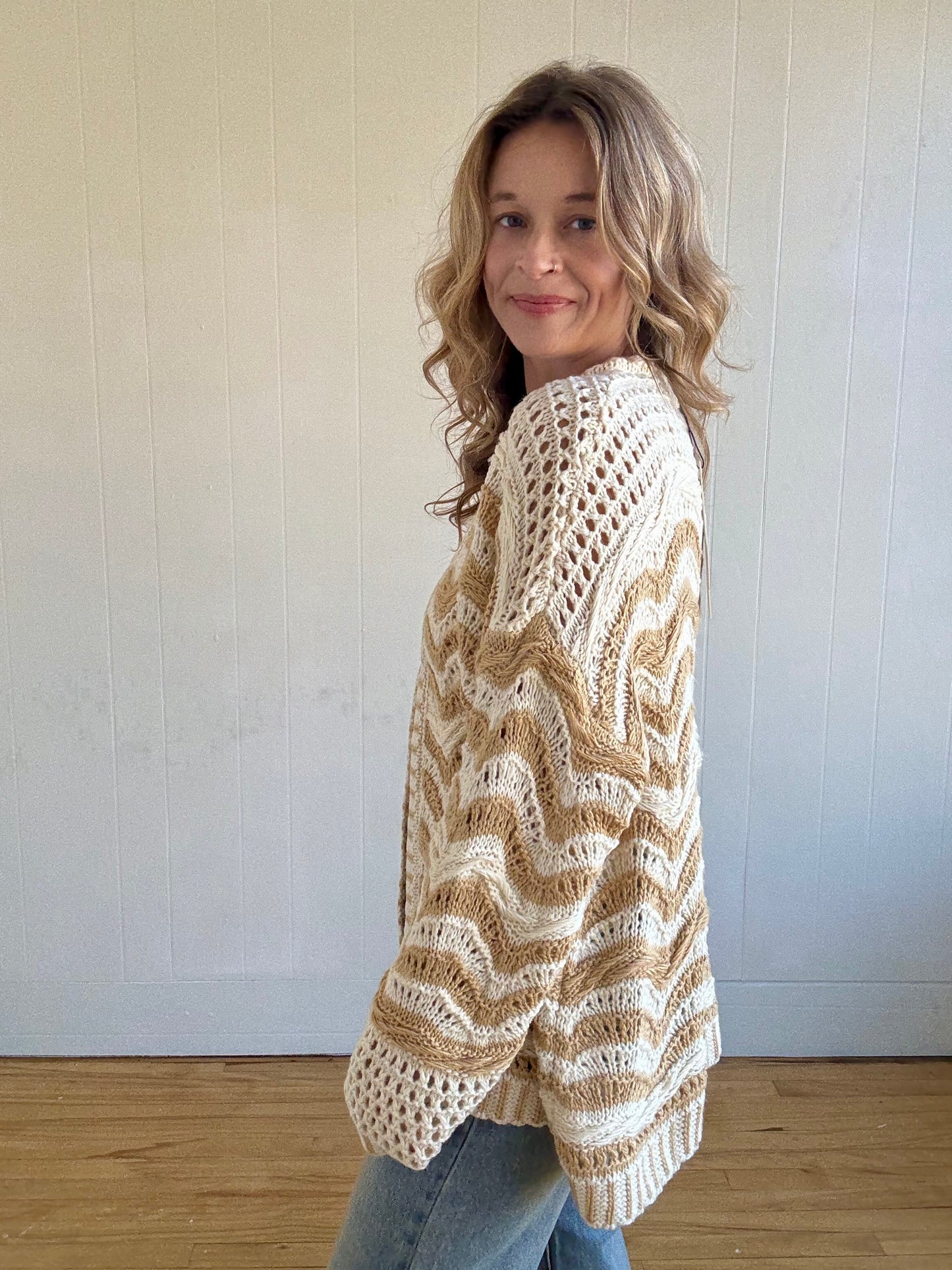Beige Wave Sweater