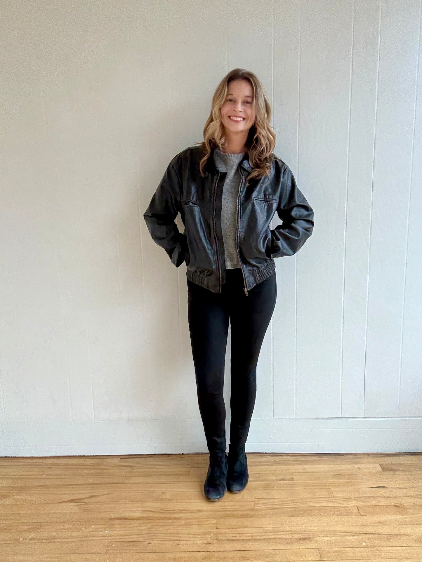 Midnight Washed (Faux) Leather Jacket