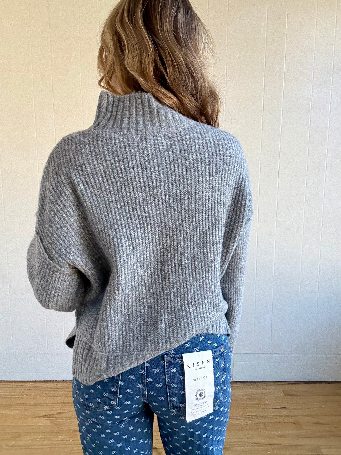 Jordan Mock Neck Sweater (Light Grey)