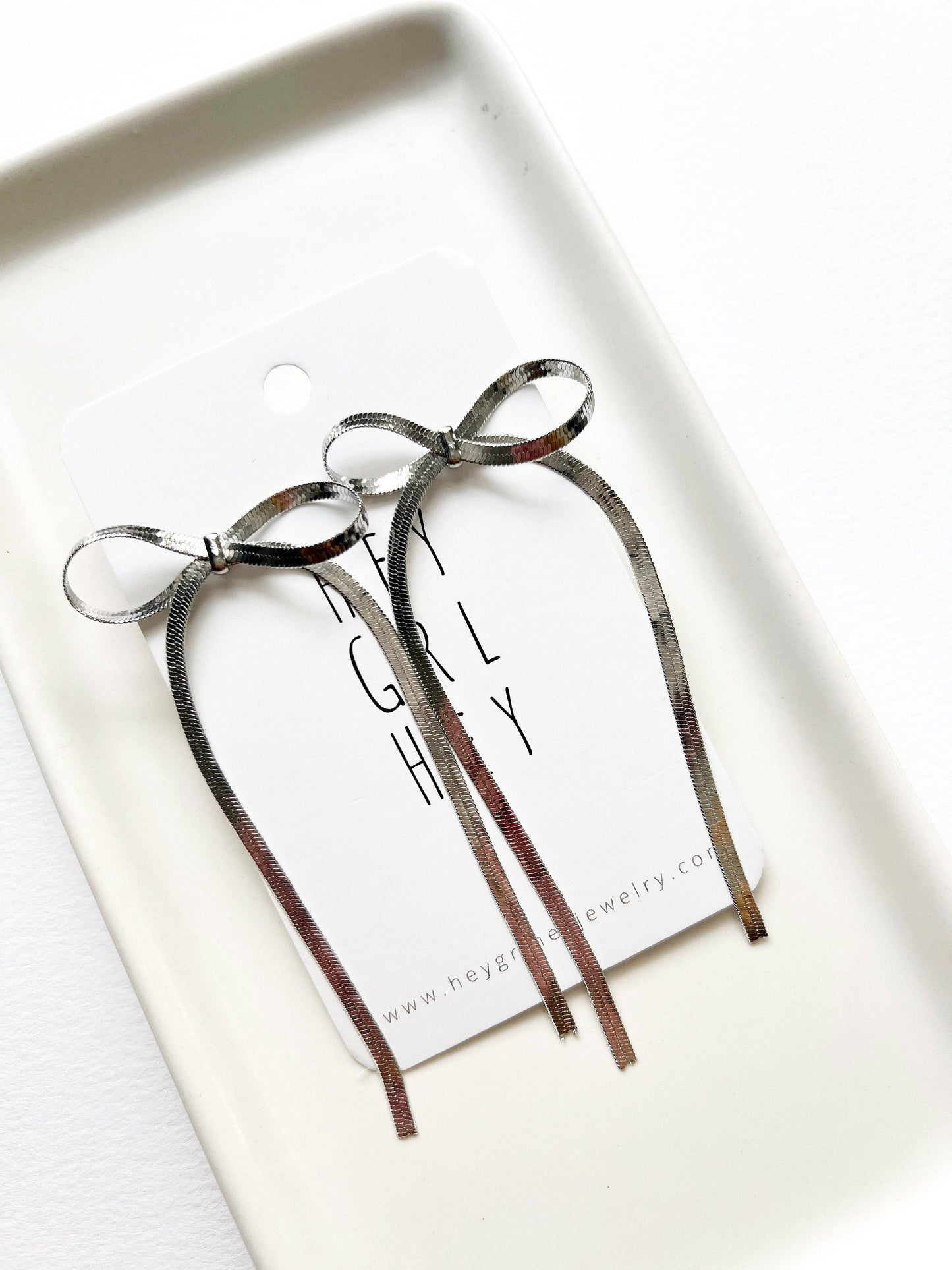 The Bexley Bow Earrings in Silver