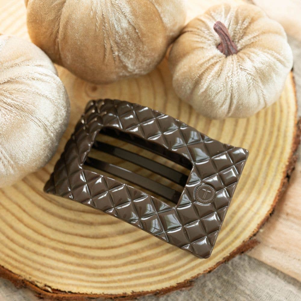 Flat Rectangle Hair Clip | Truly Taupe Quilted |Large
