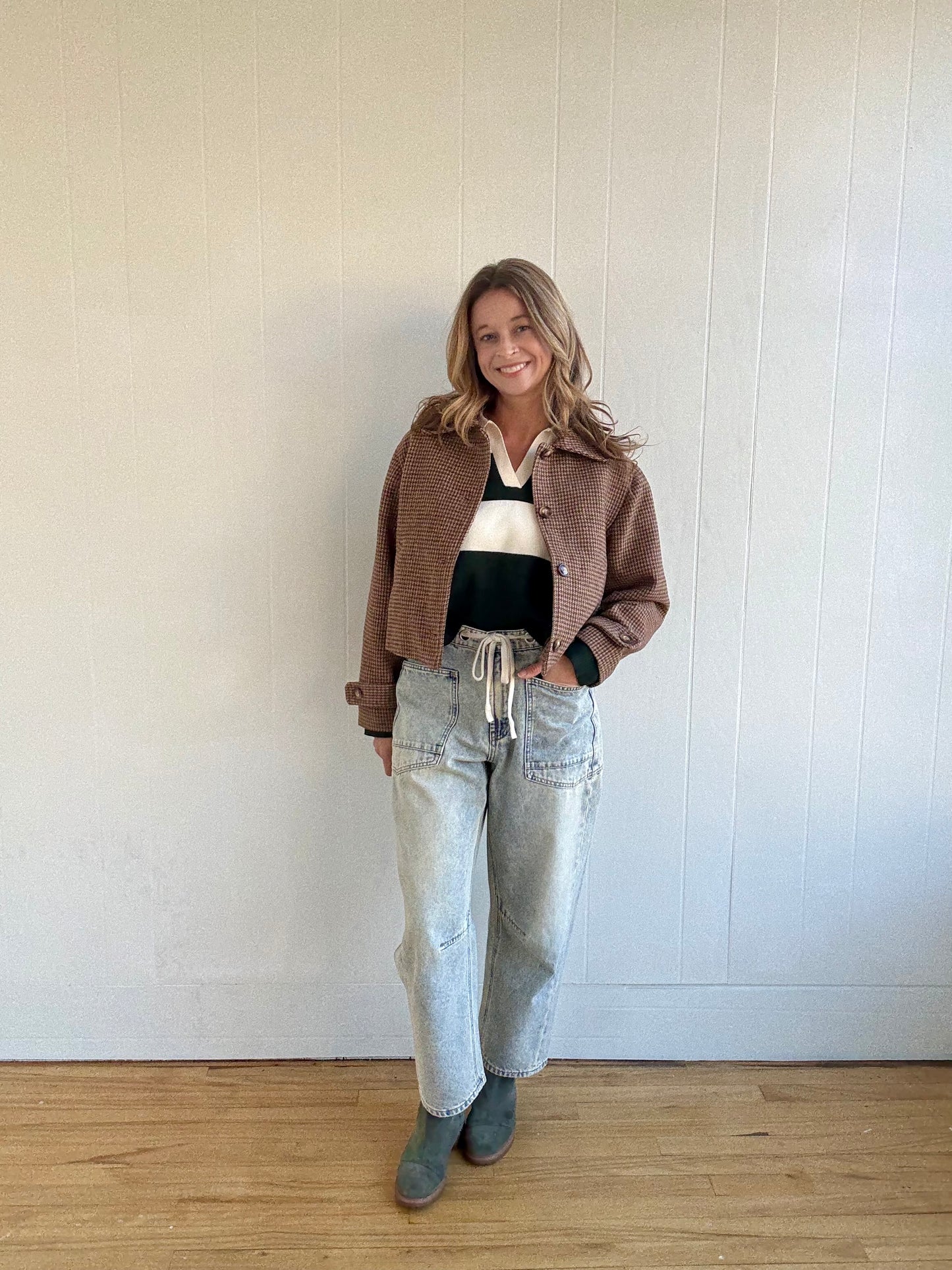Houndstooth Cropped Jacket
