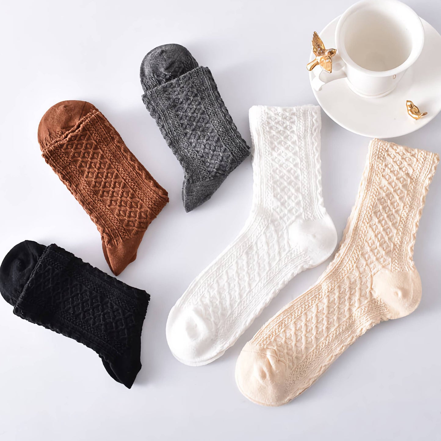 Classic Solid Color Retro Cotton Socks (Multiple Colors)