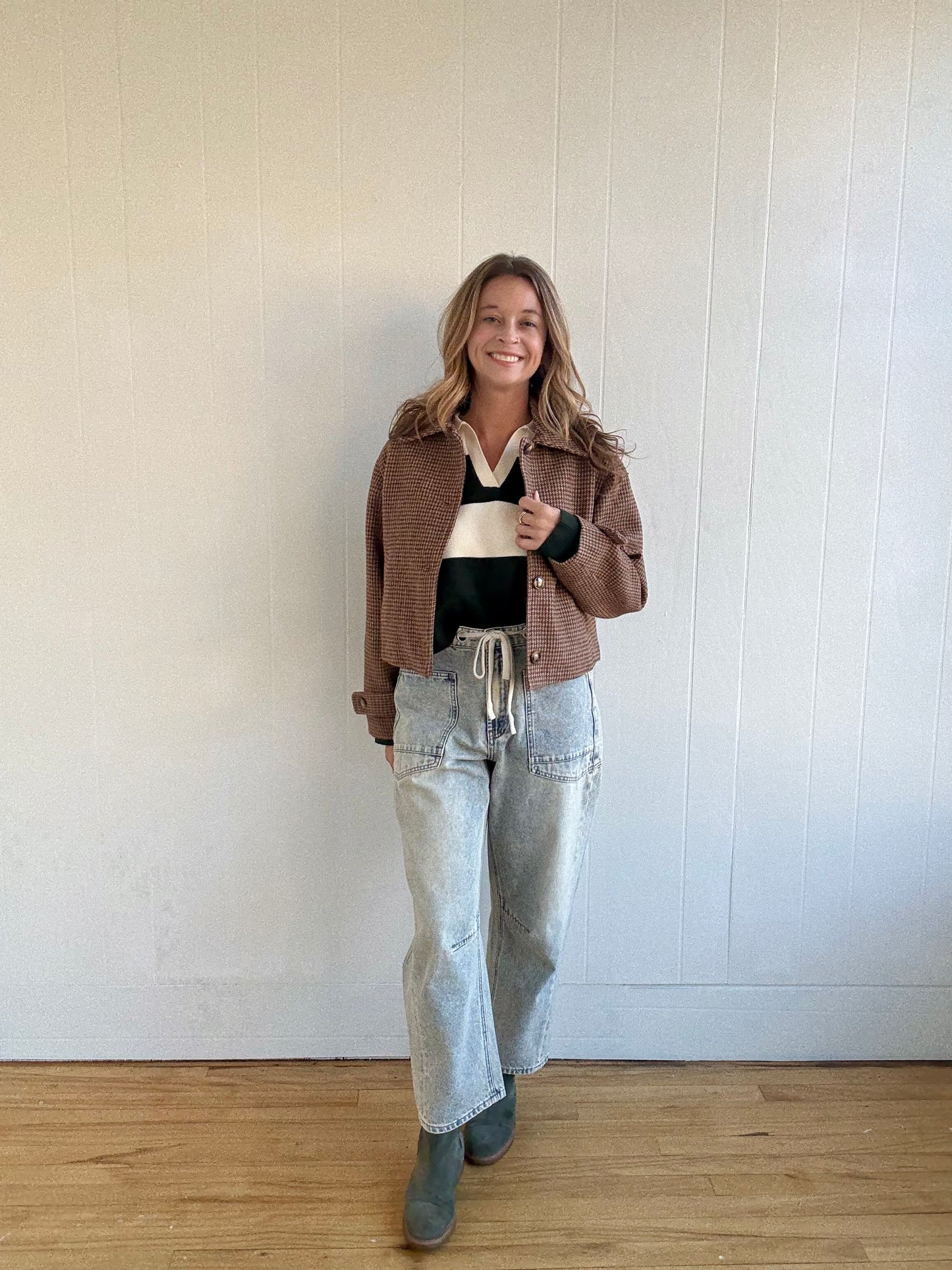 Houndstooth Cropped Jacket