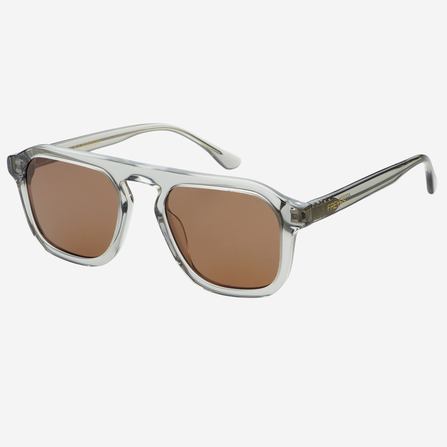 Addison Acetate Unisex Aviator Sunglasses, Crystal Gray / Brown