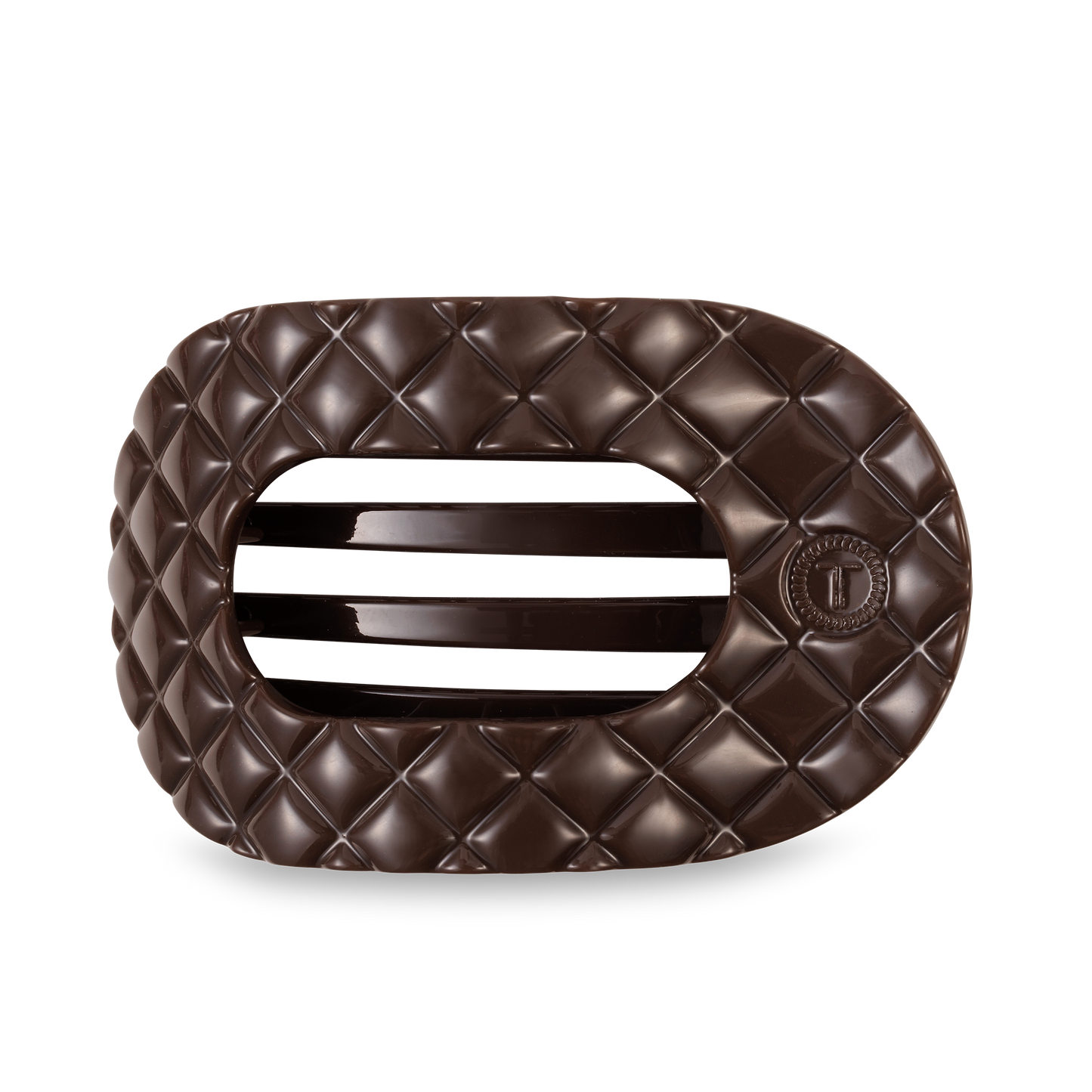 Flat Round Hair Clip | Truly Taupe Quilted |Large