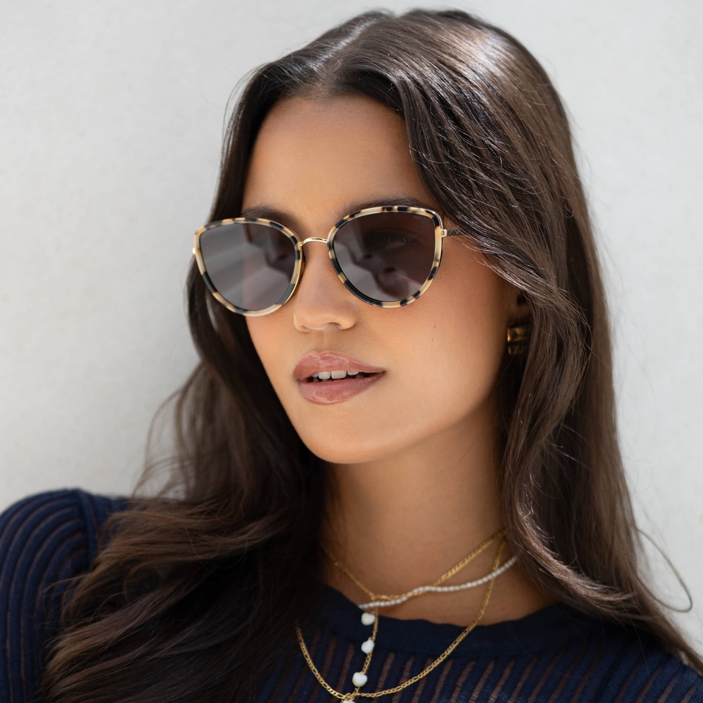 Luna Acetate Womens Cat Eye Sunglasses, Milky Tortoise