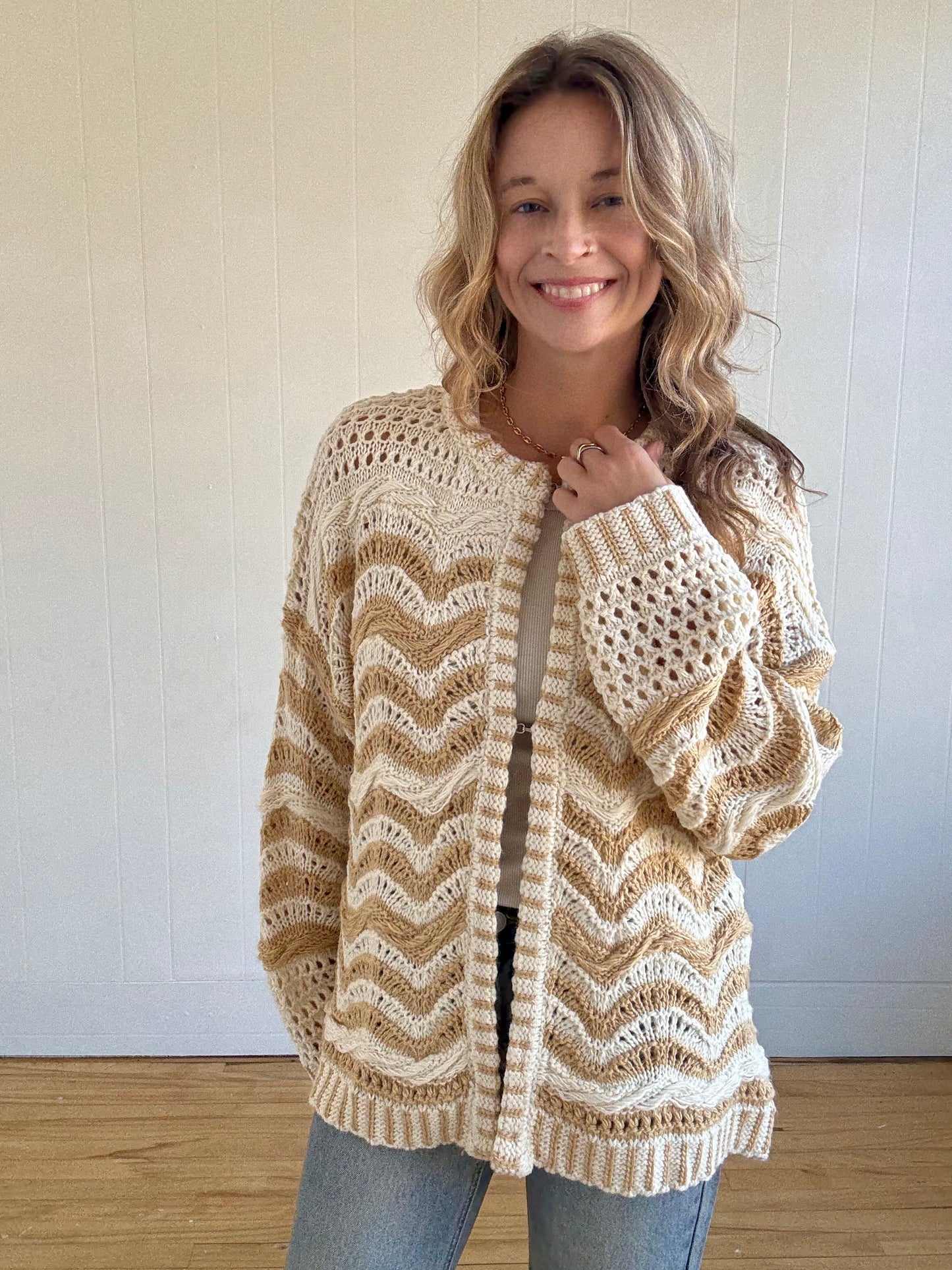 Beige Wave Sweater