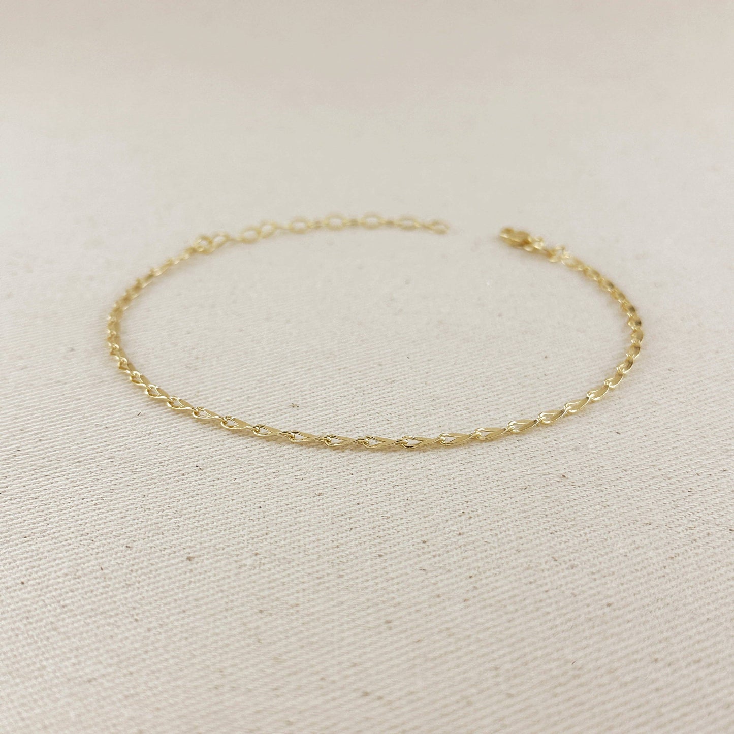 Detailed Chain Anklet, 18k Gold Filled