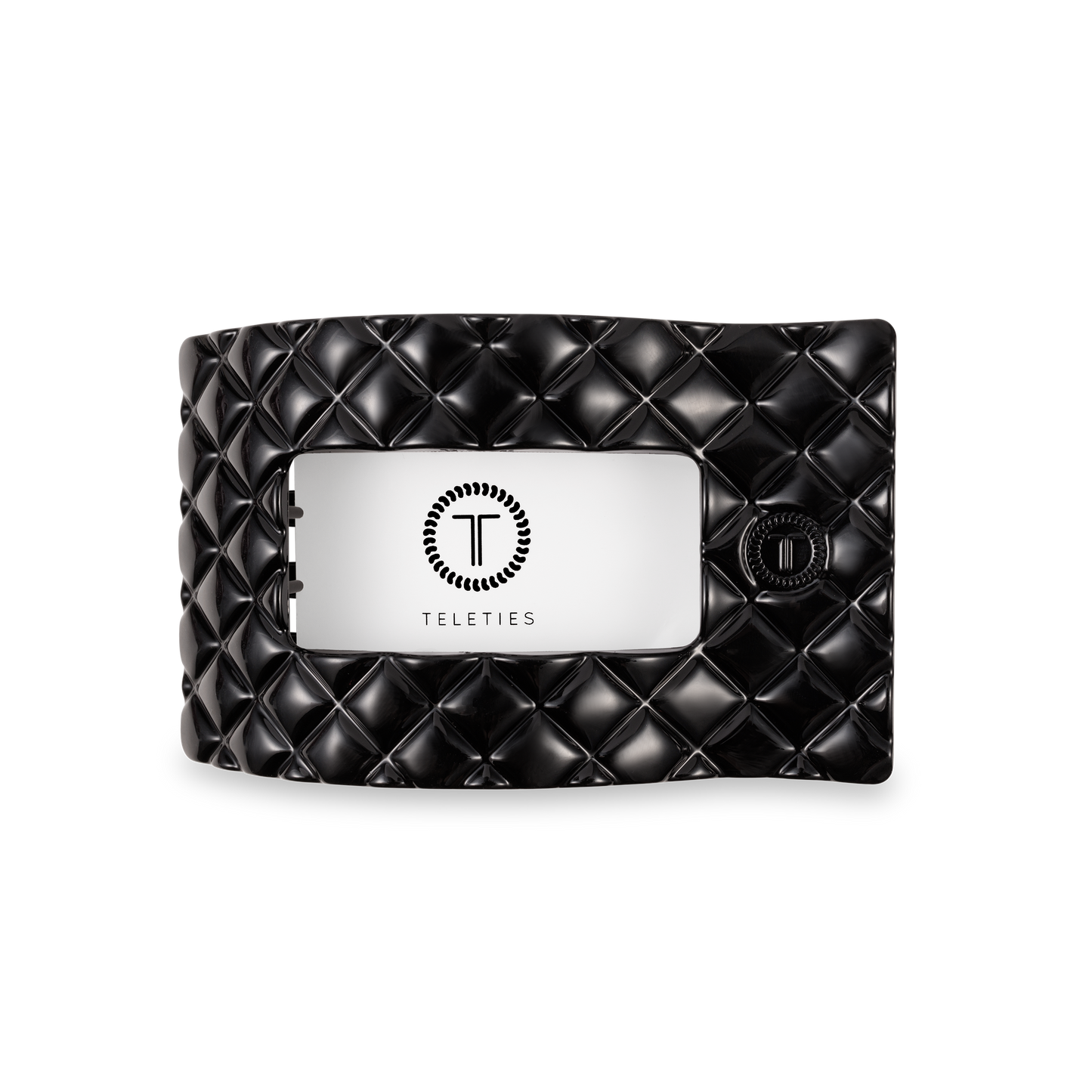 Flat Rectangle Hair Clip | Jet Black Quilted |Medium