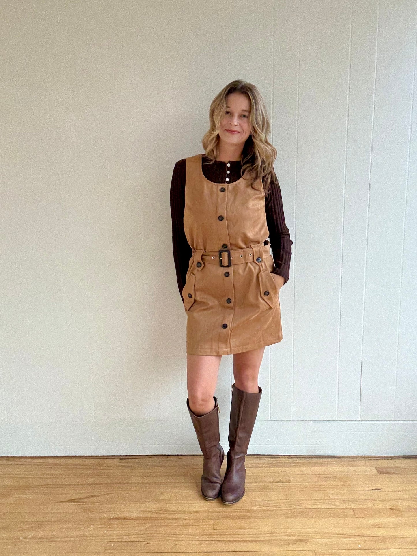 Sophie Knit Button Top (Brown)