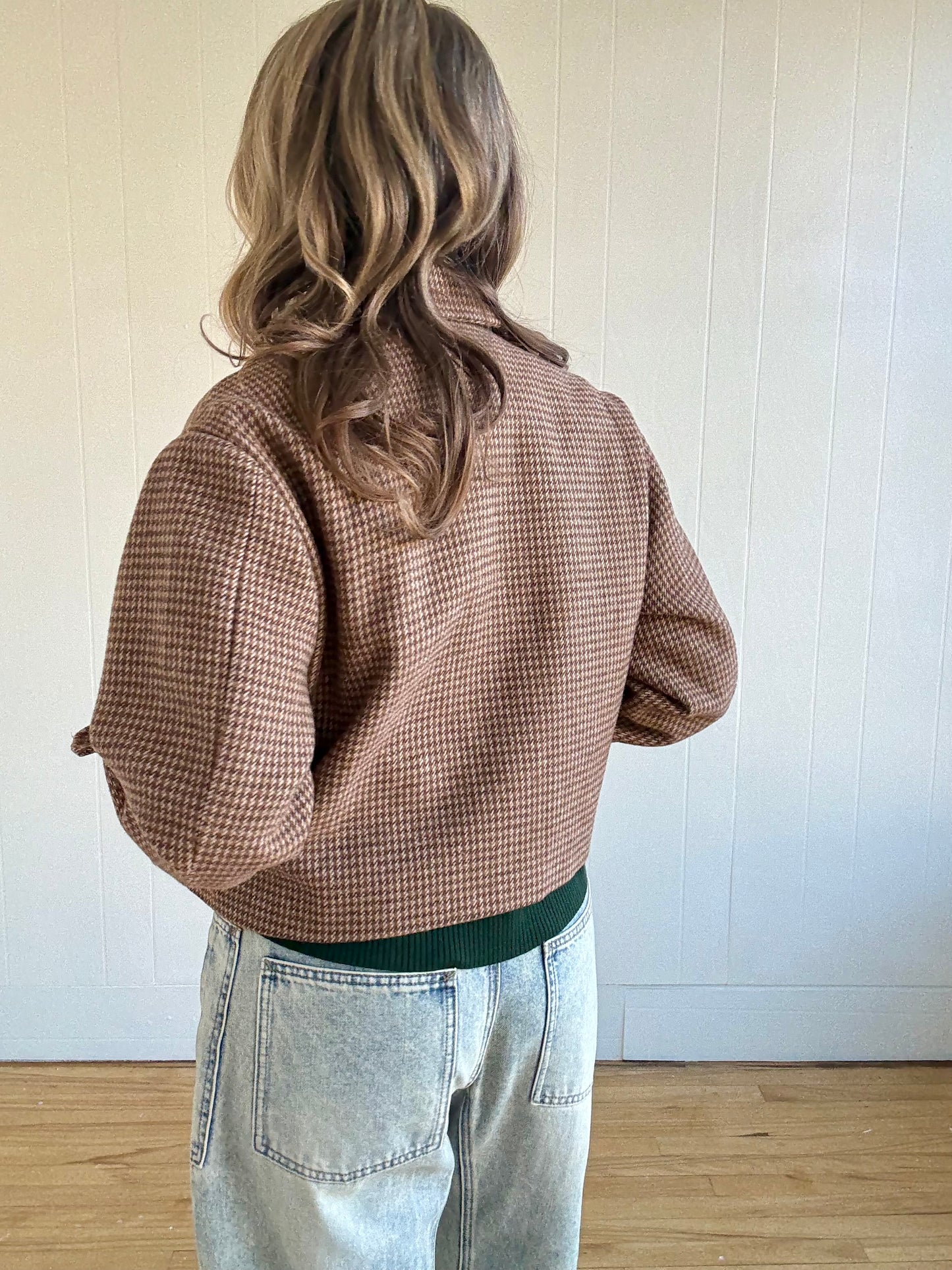 Houndstooth Cropped Jacket