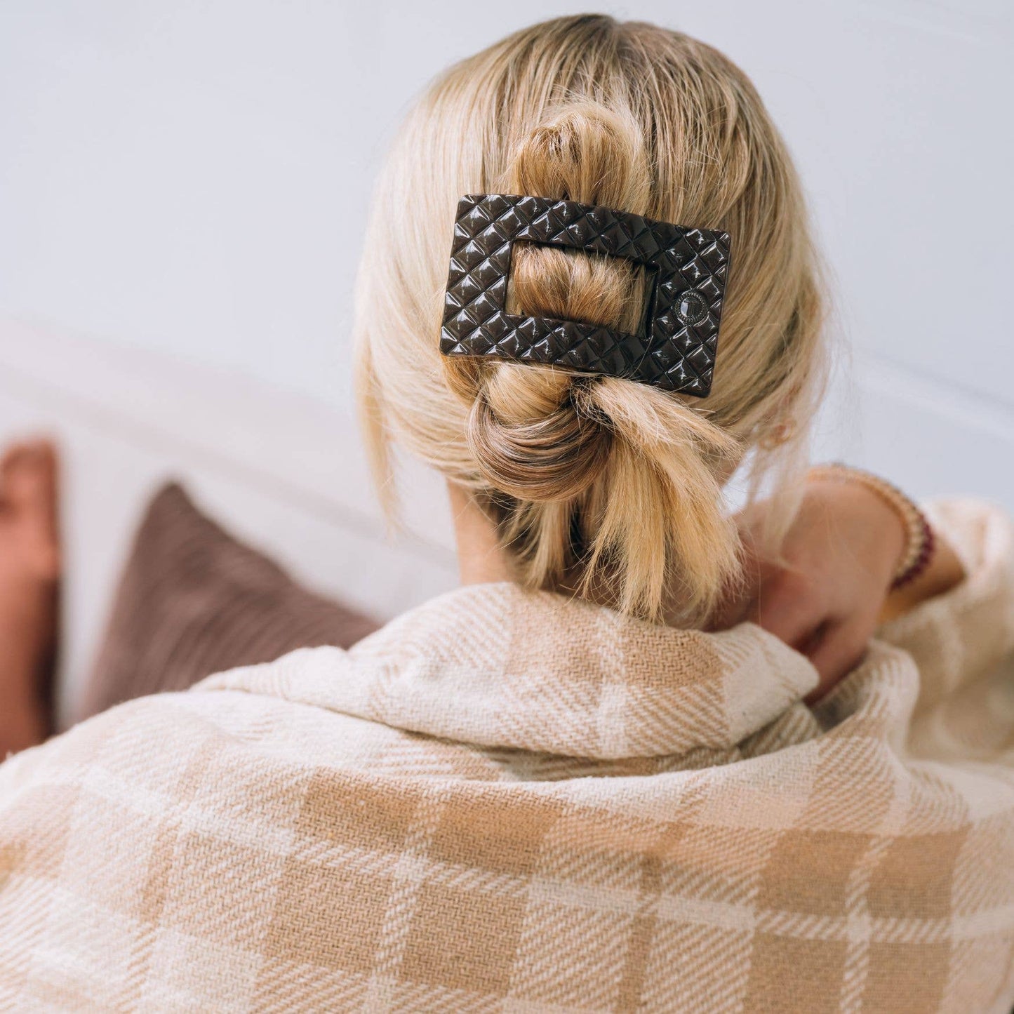 Flat Rectangle Hair Clip | Truly Taupe Quilted |Medium