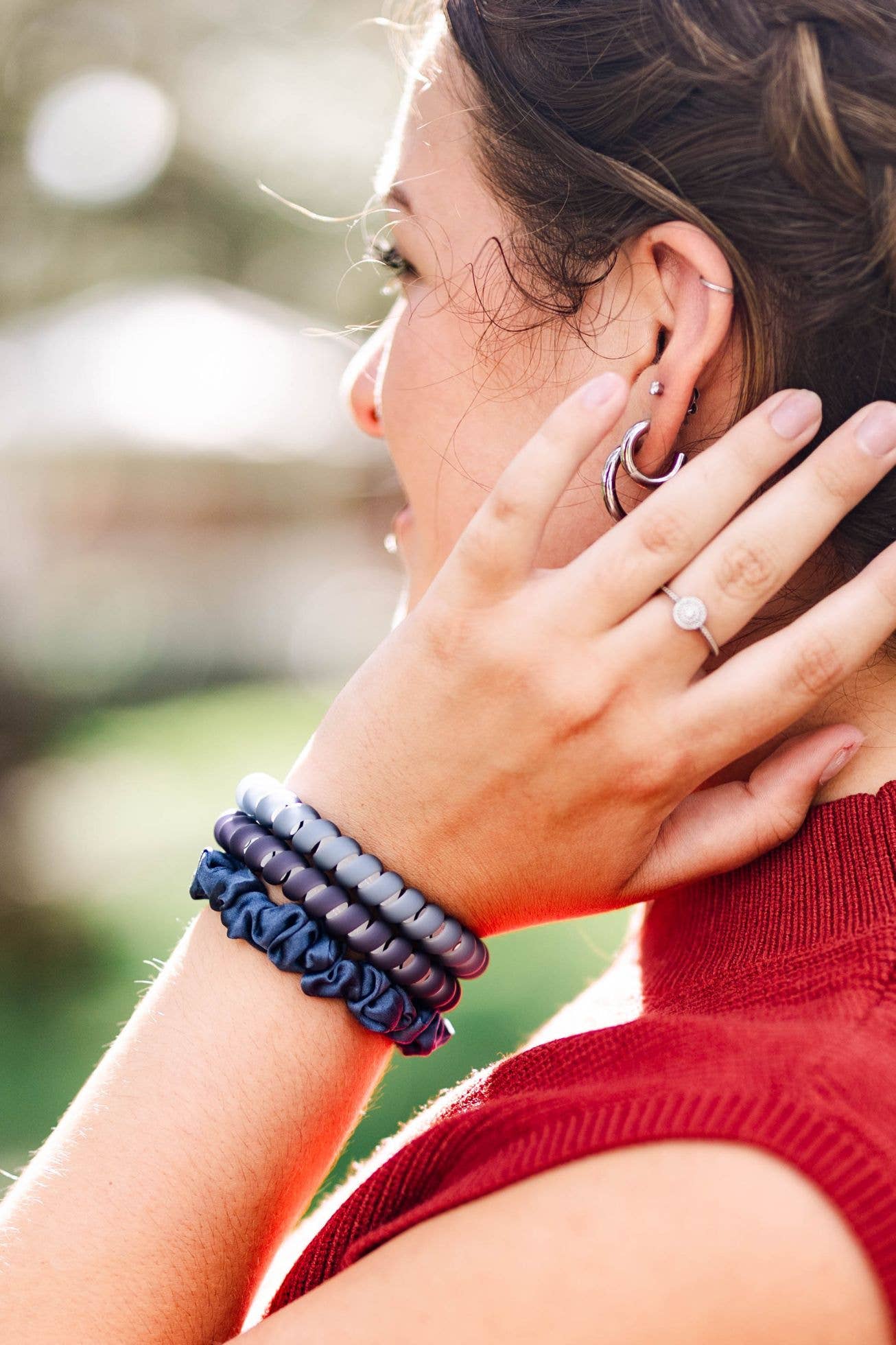 Silk Hair Scrunchie | Midnight Rain |Small