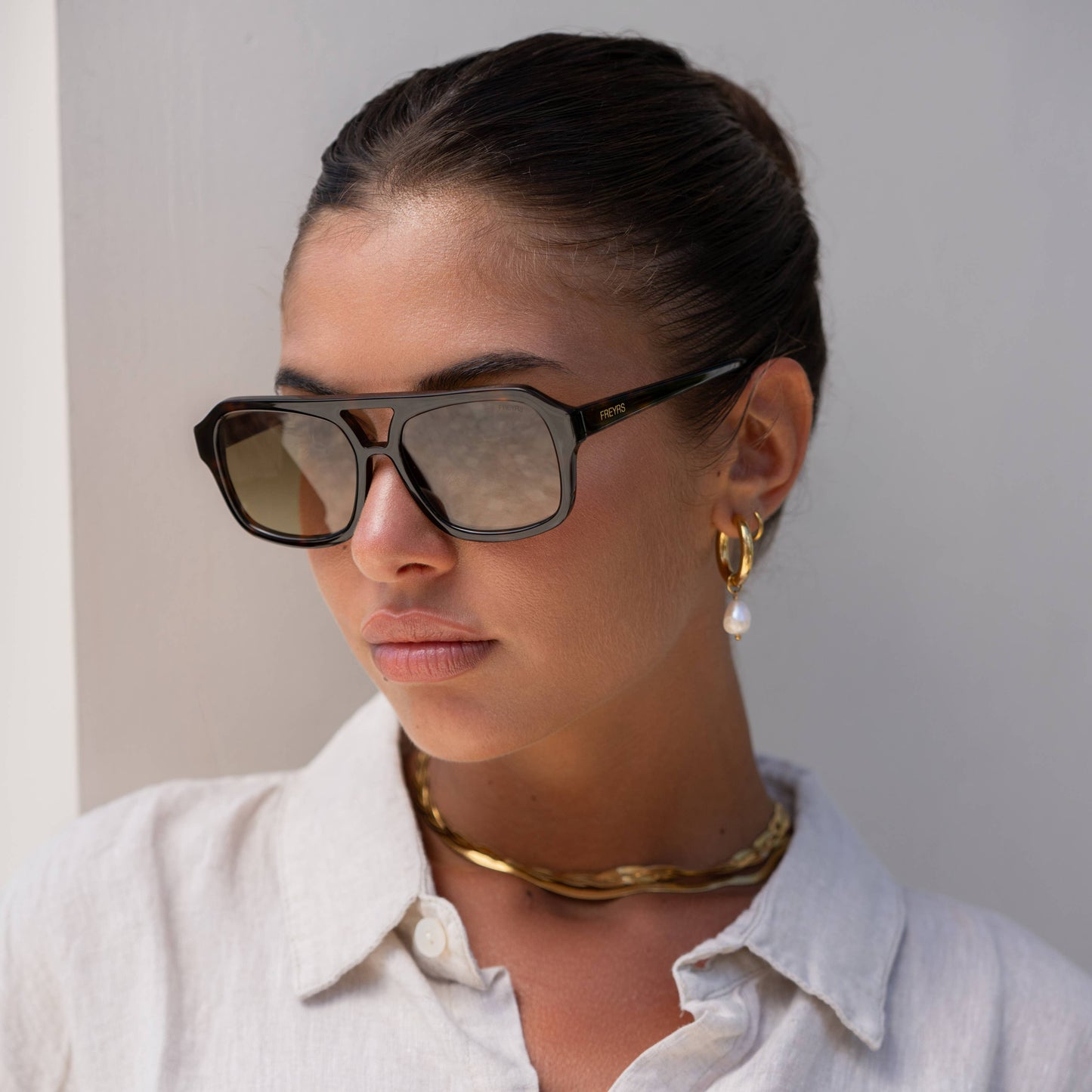 Havana Acetate Aviator Sunglasses, Dark Tortoise