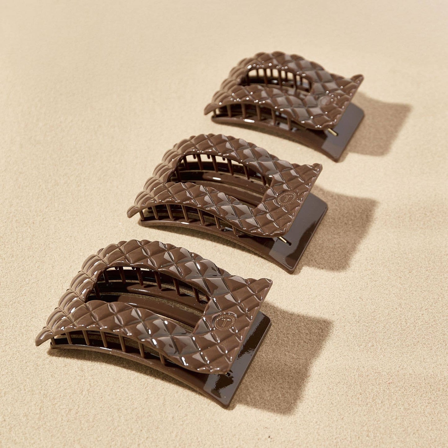 Flat Rectangle Hair Clip | Truly Taupe Quilted |Medium