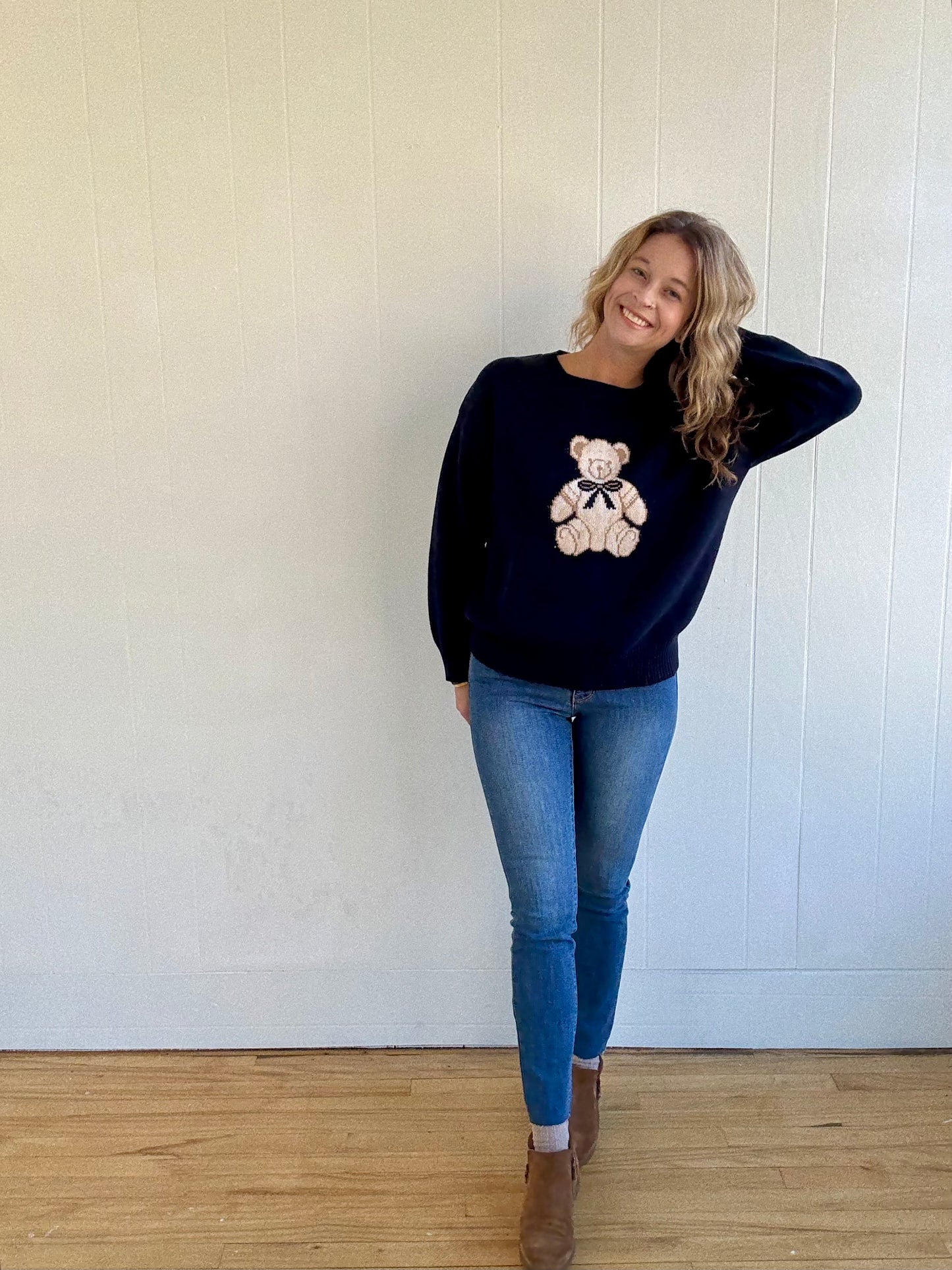 Teddy Jacquard Crewneck Sweater