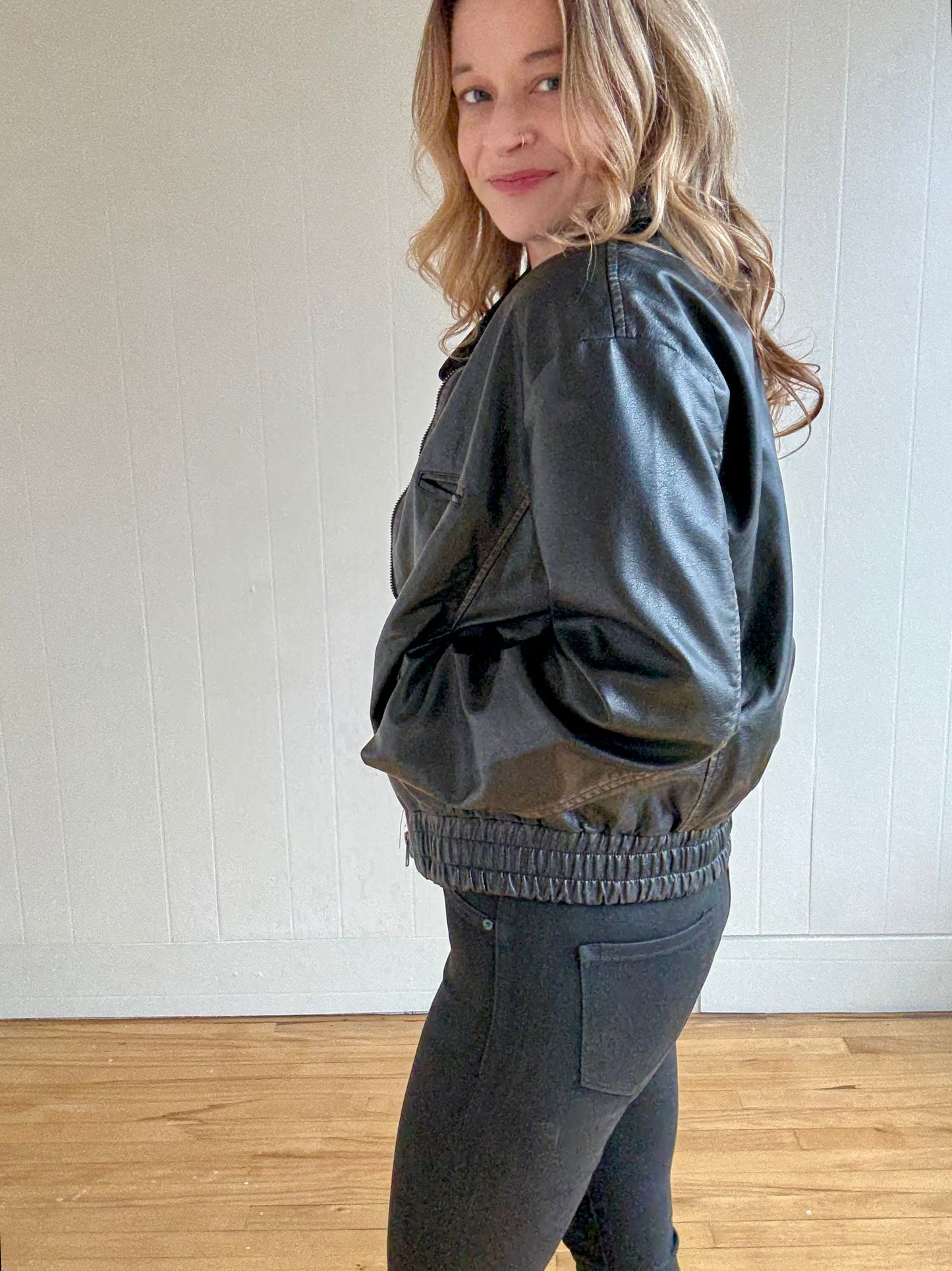 Midnight Washed (Faux) Leather Jacket