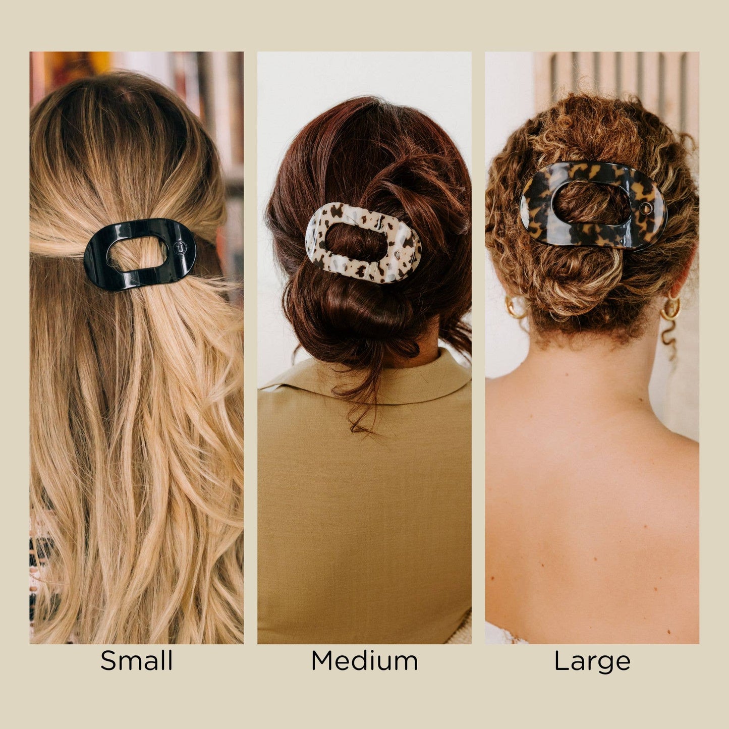 Round Flat Hair Clip | Jet Black | Small