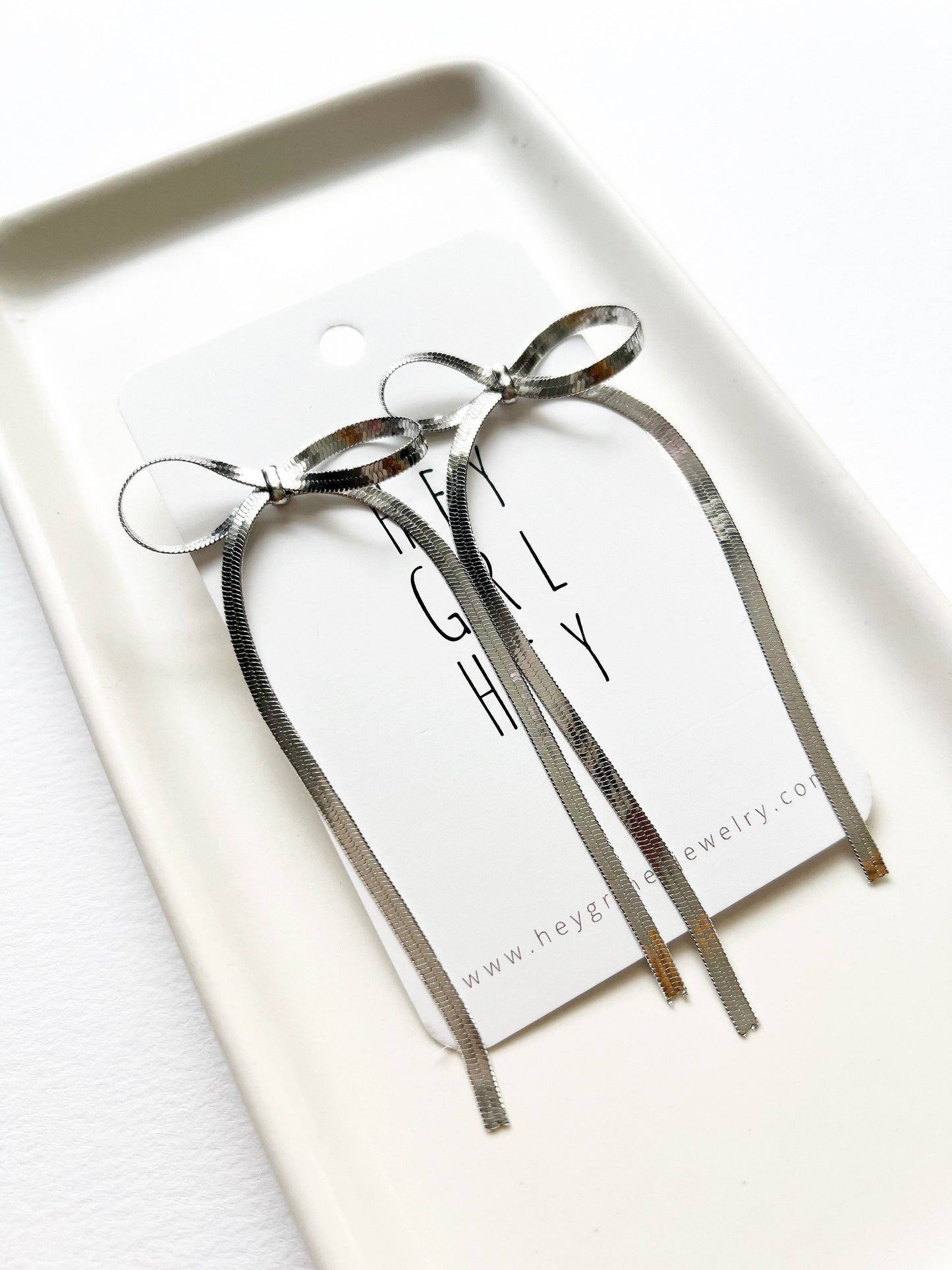 The Bexley Bow Earrings in Silver