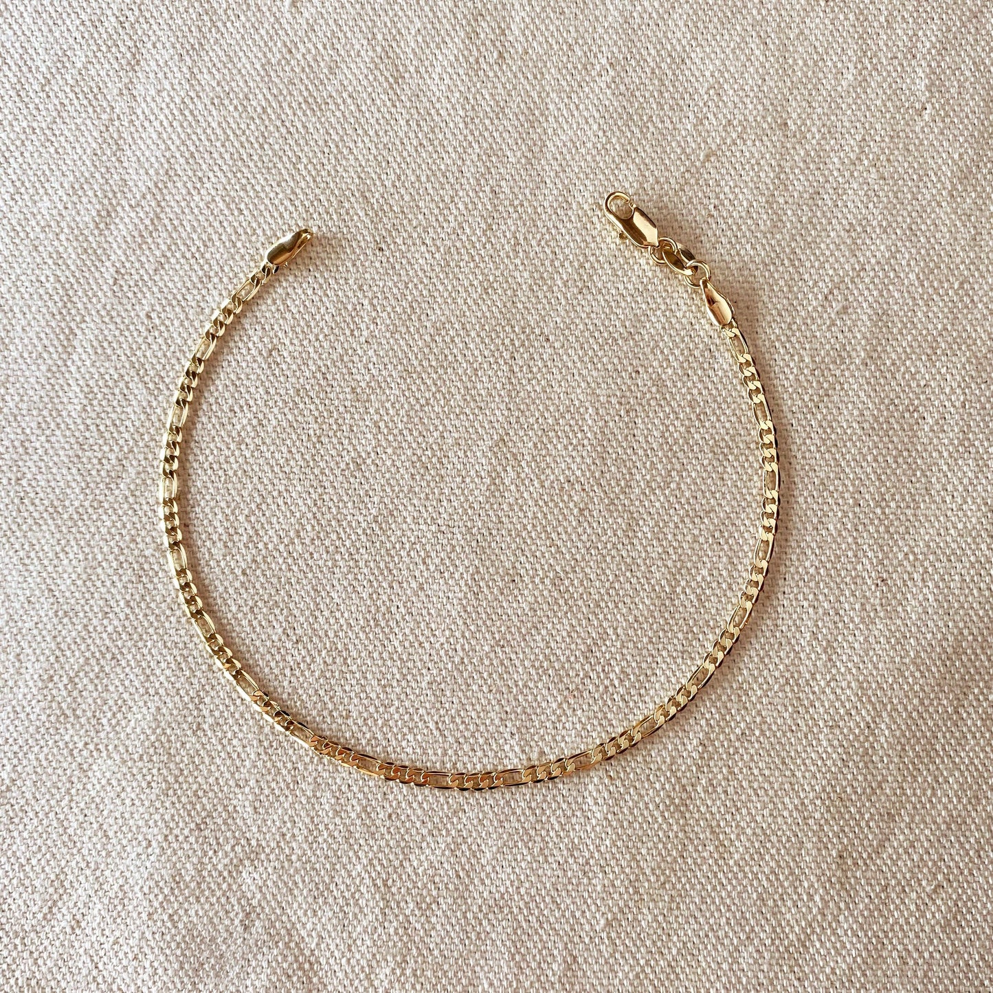 Flat Figaro Chain Anklet, 18k Gold Filled (9 inches)