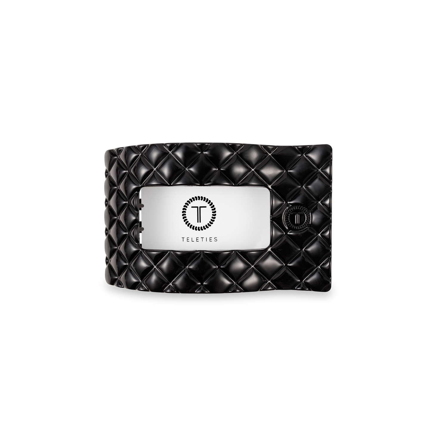 Flat Rectangle Hair Clip | Jet Black Quilted |Small