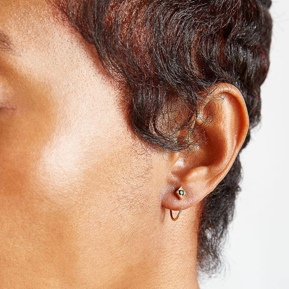 Black Pave Open Hoop Earrings