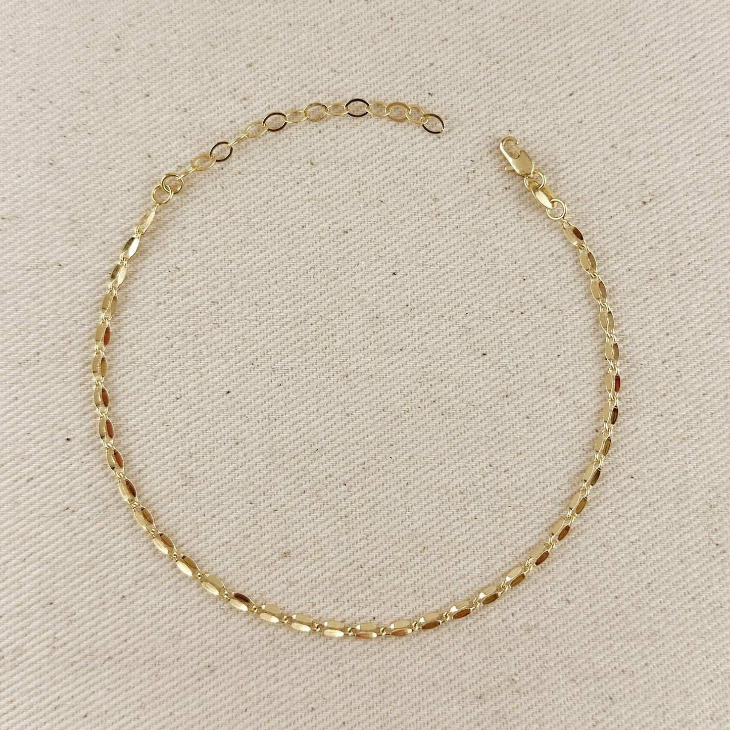 Detailed Chain Anklet, 18k Gold Filled