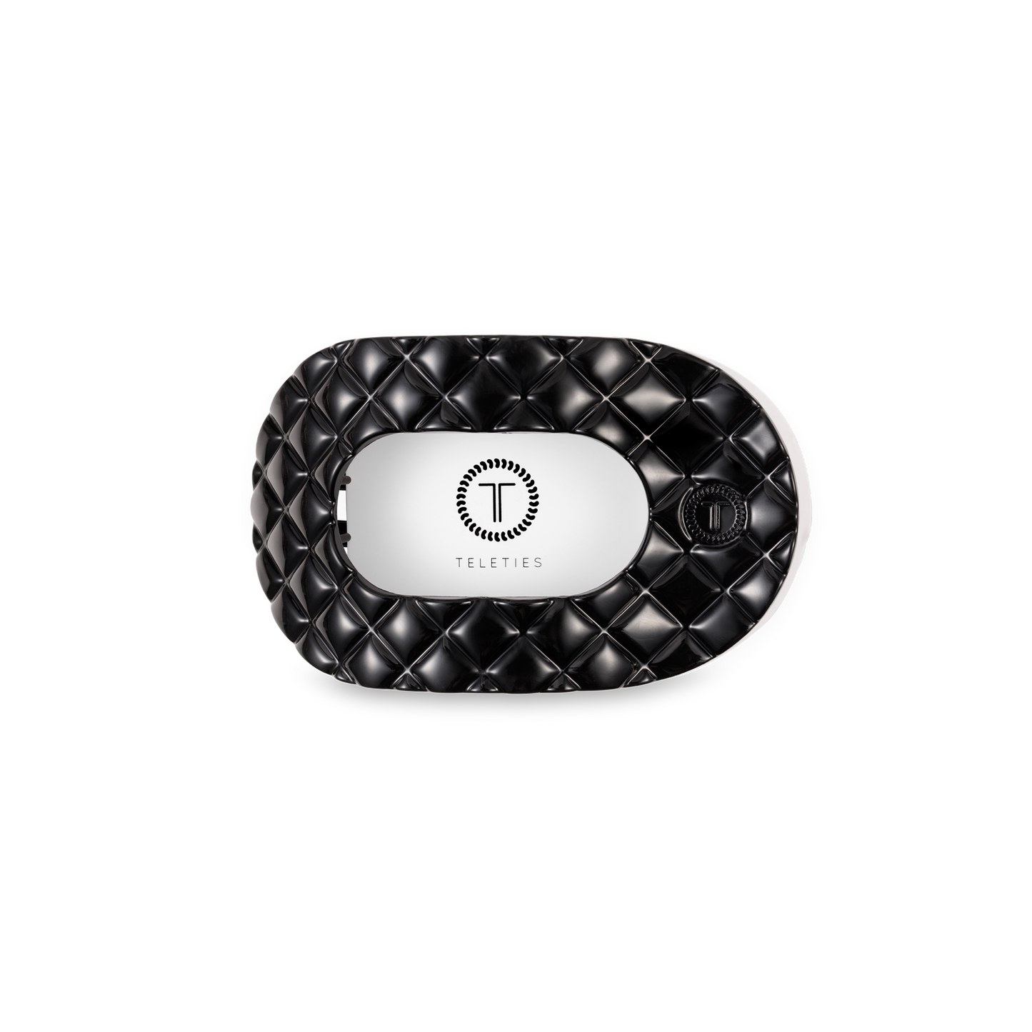 Flat Round Hair Clip | Jet Black Quilted |Small