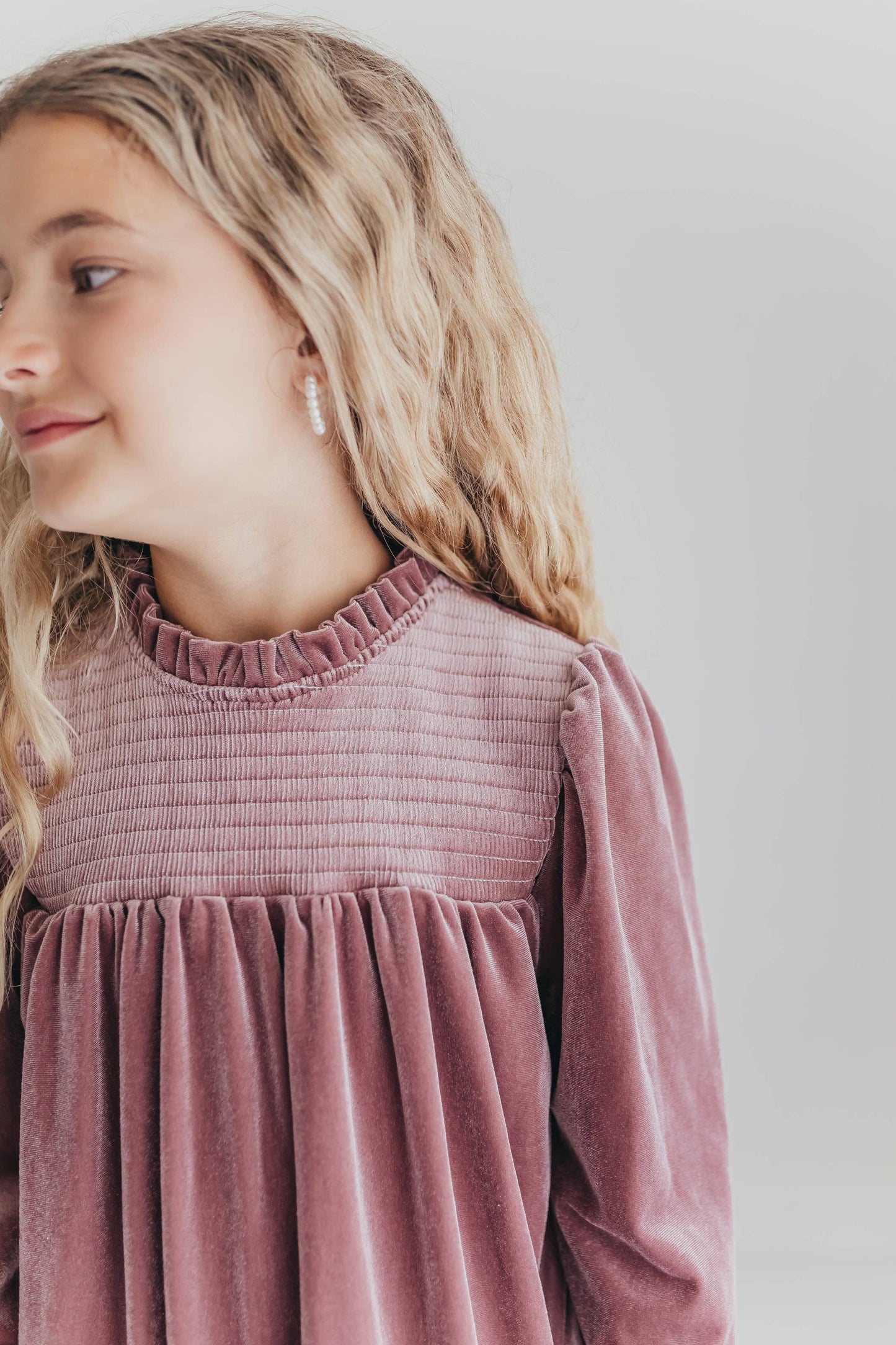 Dusty Rose Velvet Dress (Kids)