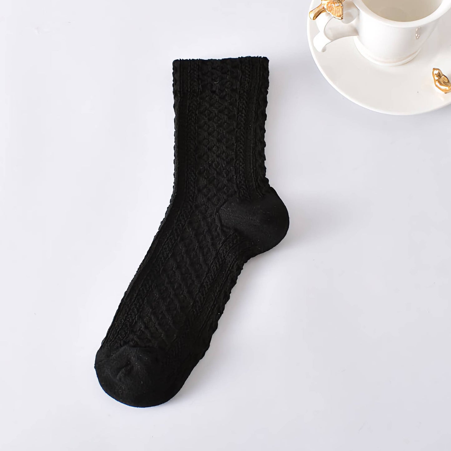 Classic Solid Color Retro Cotton Socks (Multiple Colors)