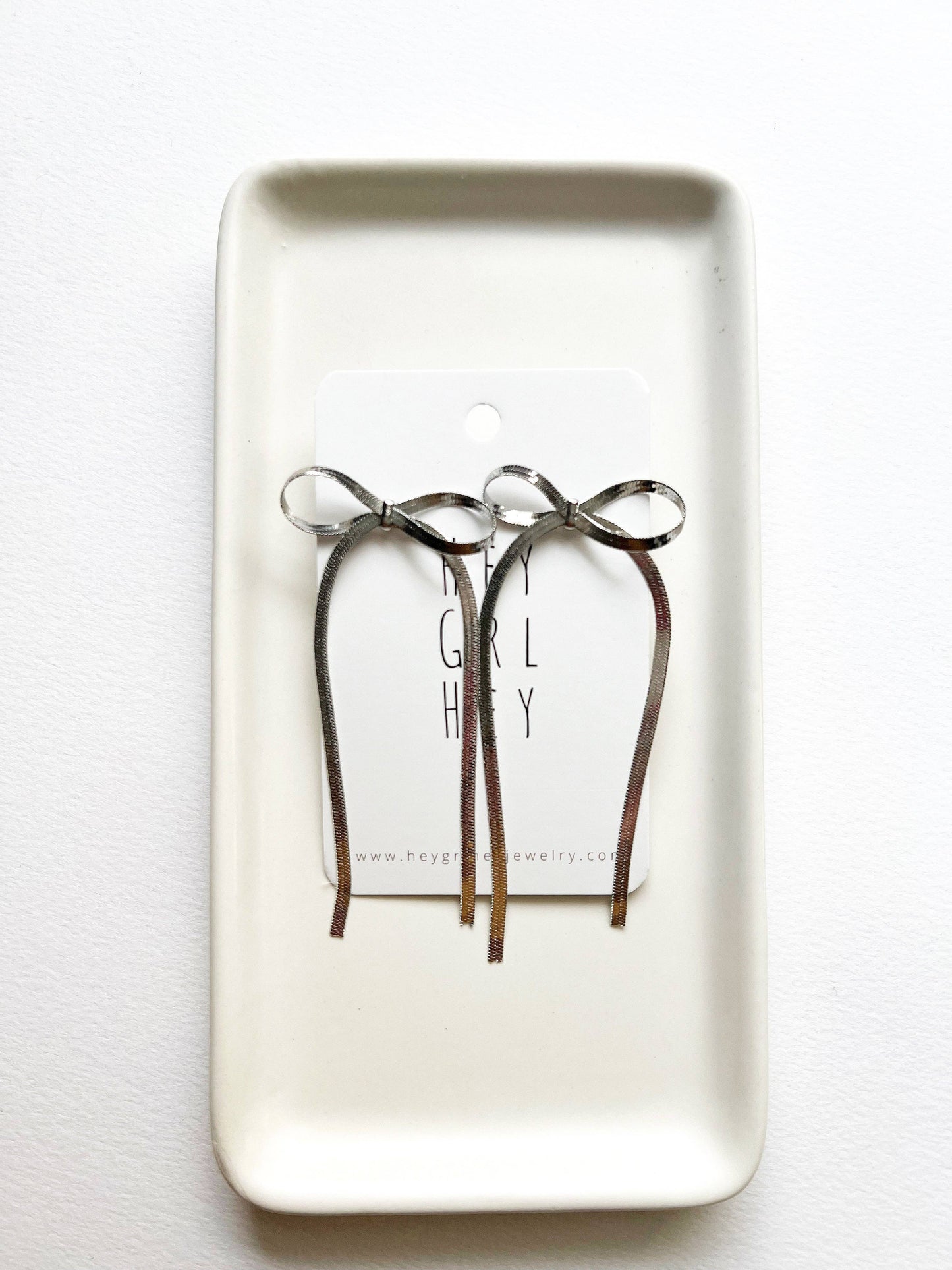 The Bexley Bow Earrings in Silver