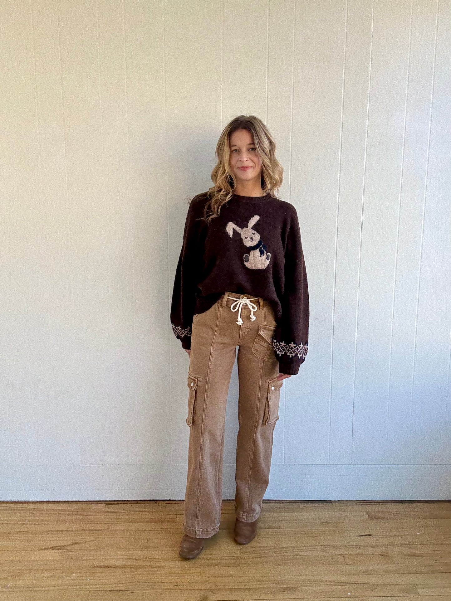 Bunny Jacquard Crewneck Sweater