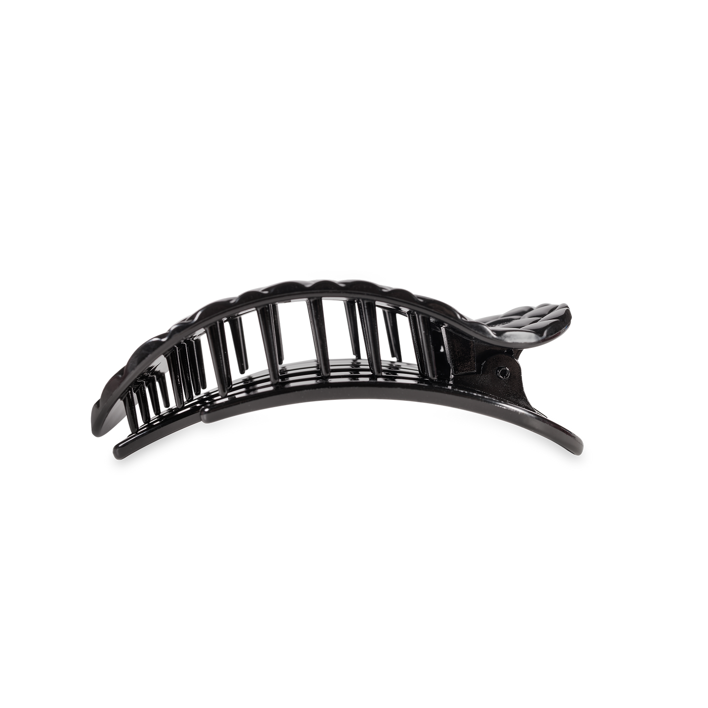Flat Round Hair Clip | Jet Black Quilted |Medium