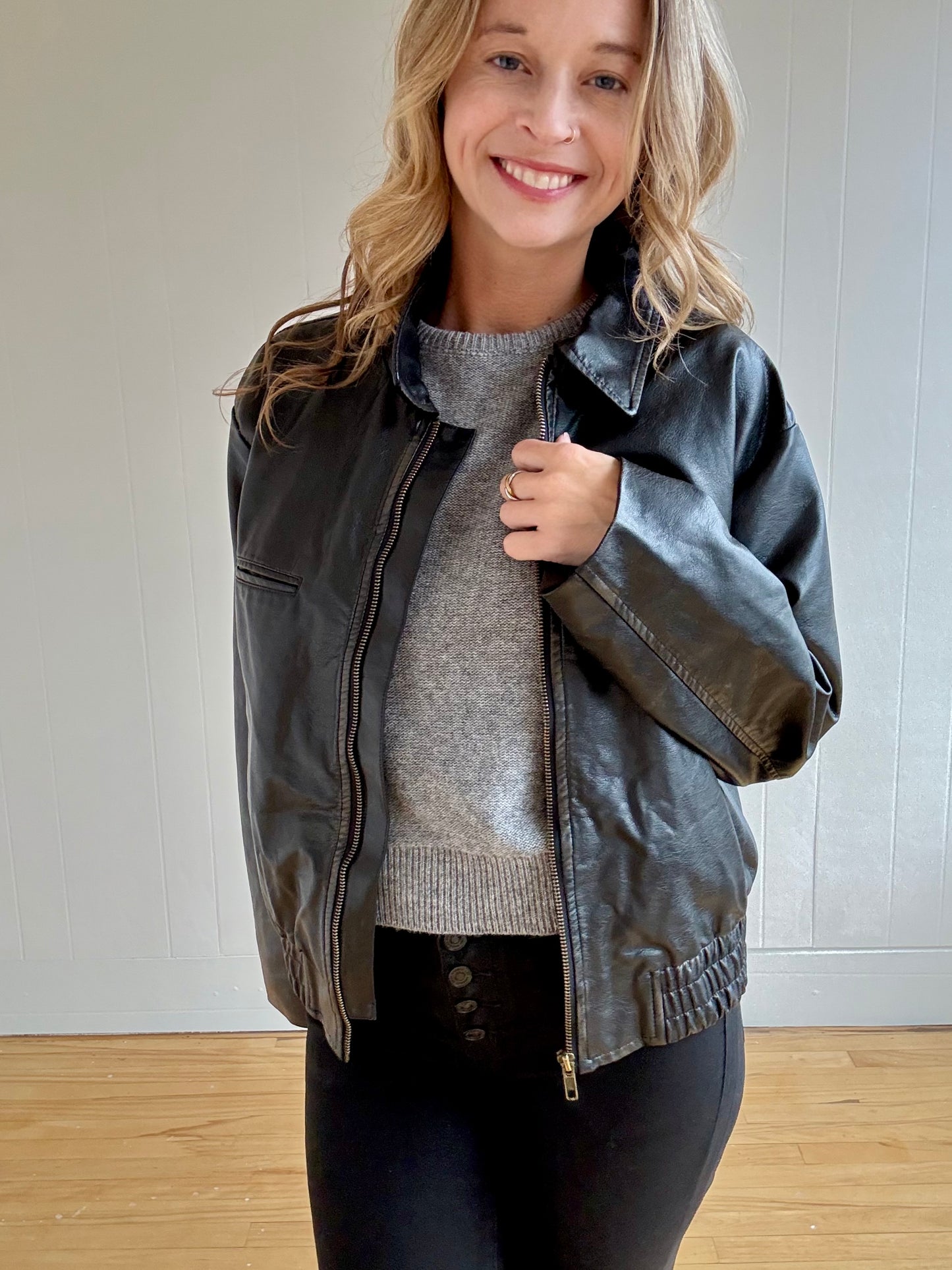 Midnight Washed (Faux) Leather Jacket