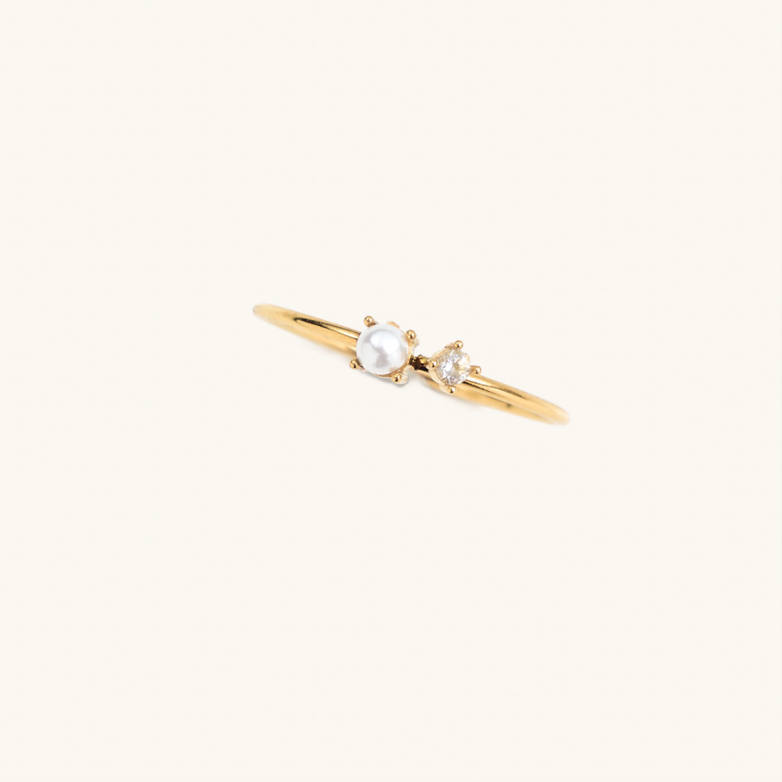 Pearl & Crystal Ring, Size 8