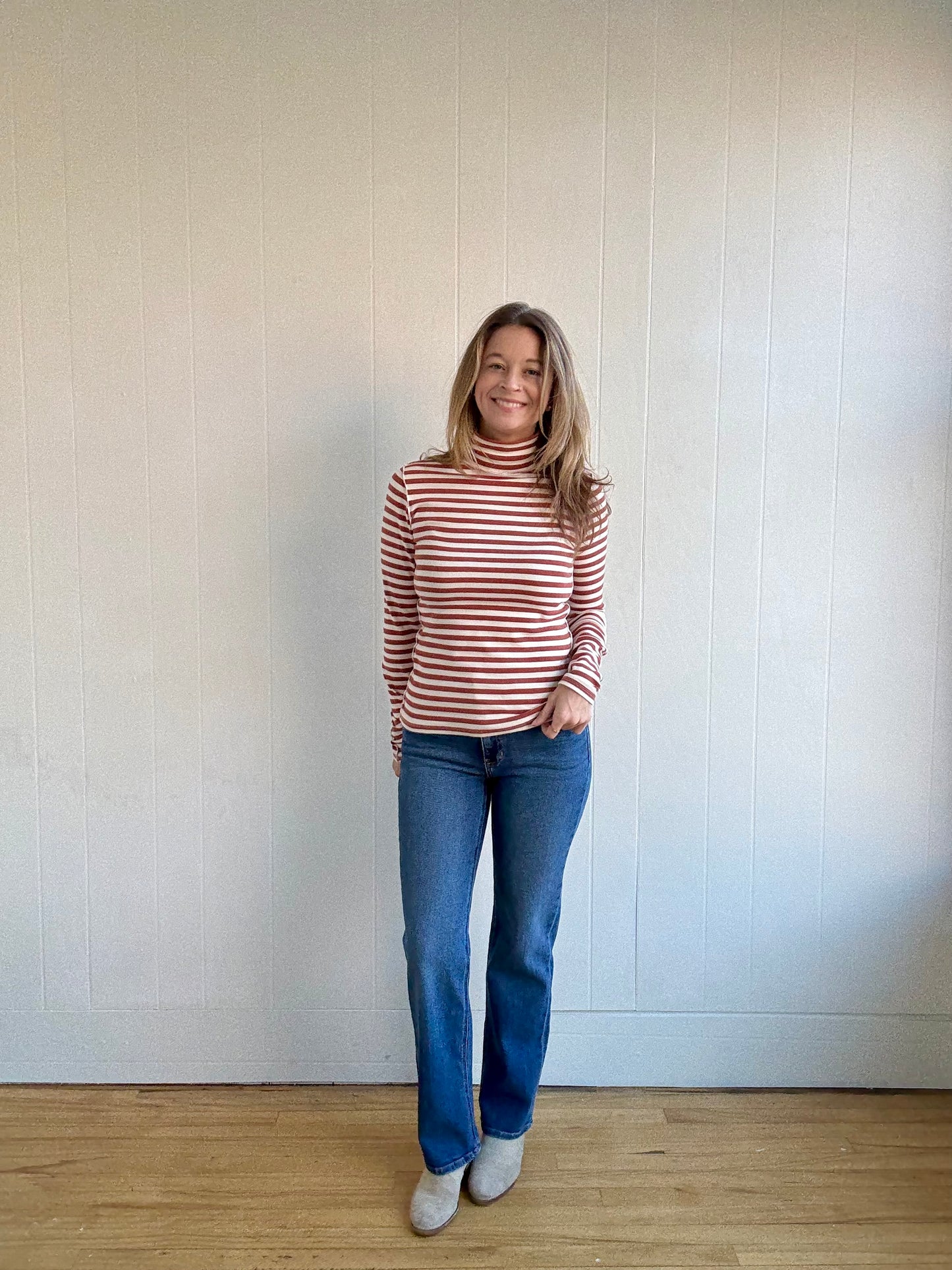 Dane Knit Turtleneck (Ivory/Rust)